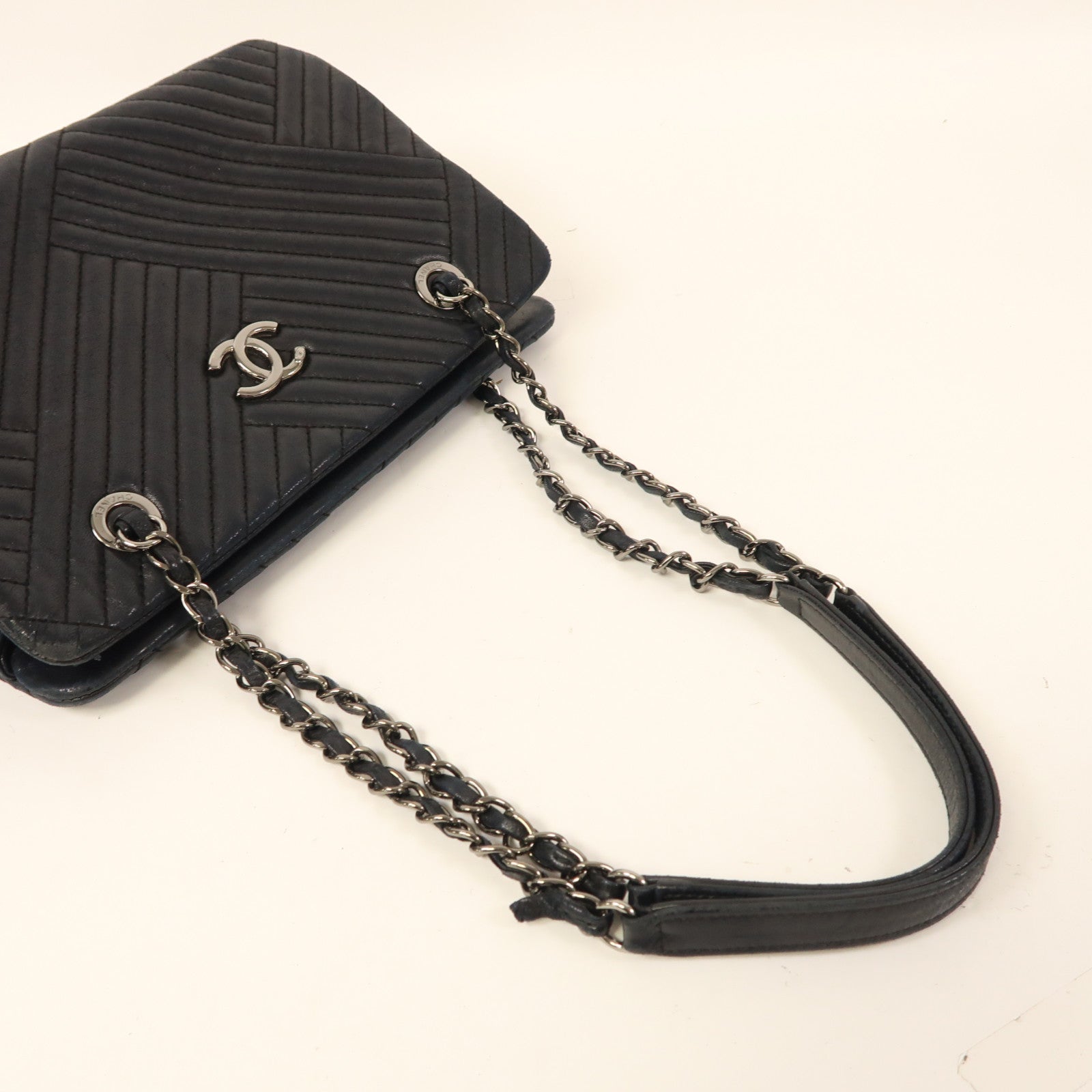 CHANEL CC SHW Chain Shoulder Bag Calfskin Leather