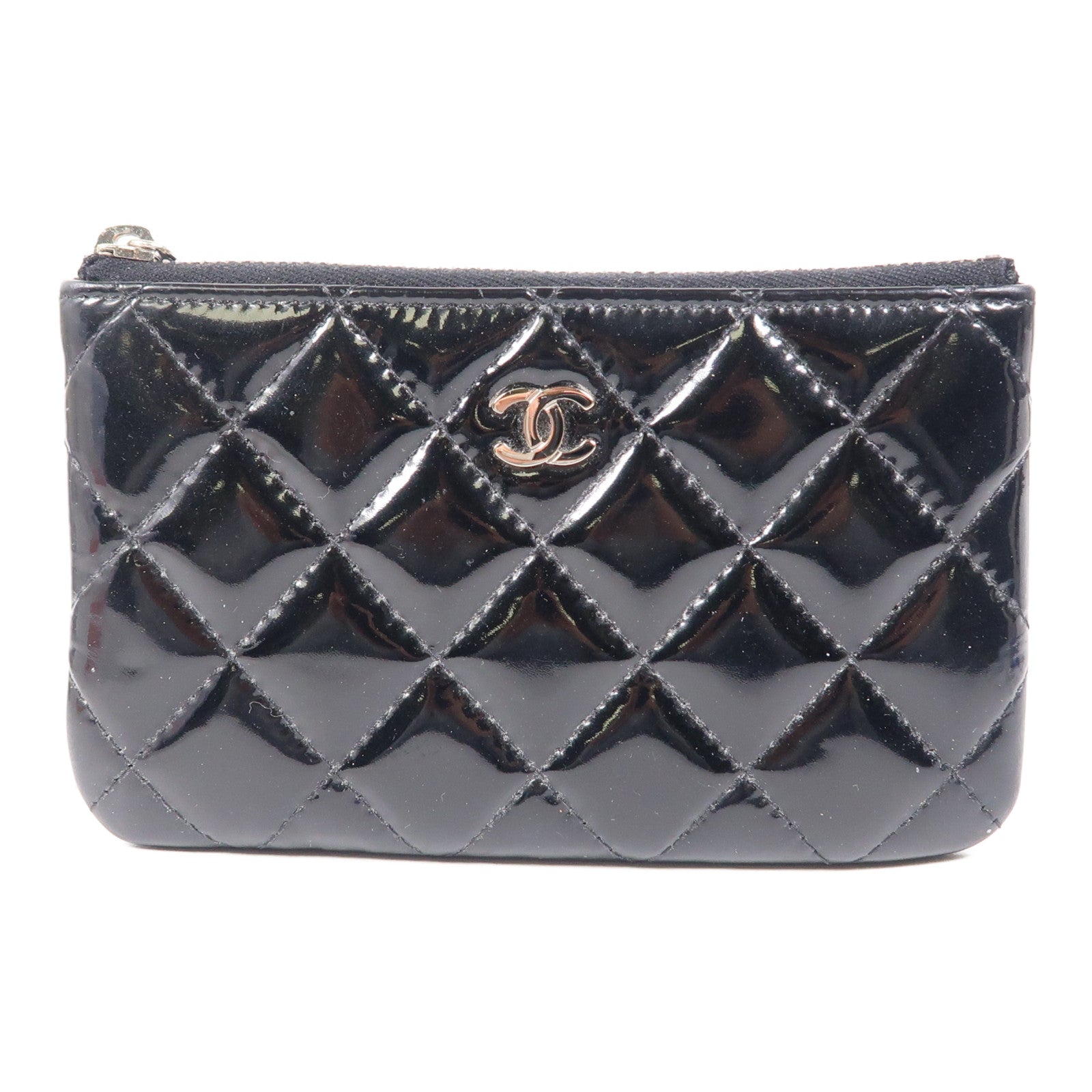 CHANEL 漆皮皮革Wallet銀扣錢包