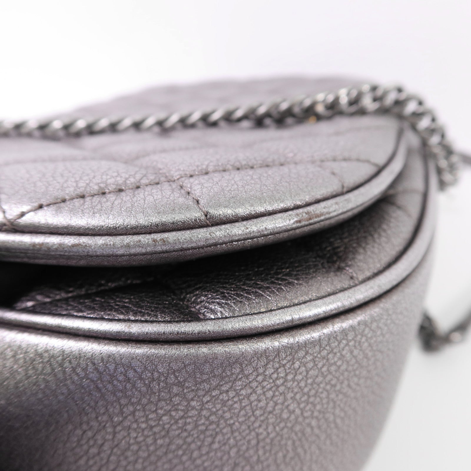 CHANEL 牛皮皮革Chain Shoulder銀扣鏈帶肩背袋