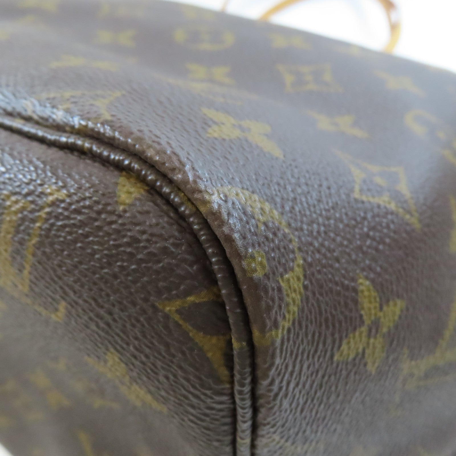 LOUIS VUITTON Monogram Neverfull GM金扣手挽袋棕色