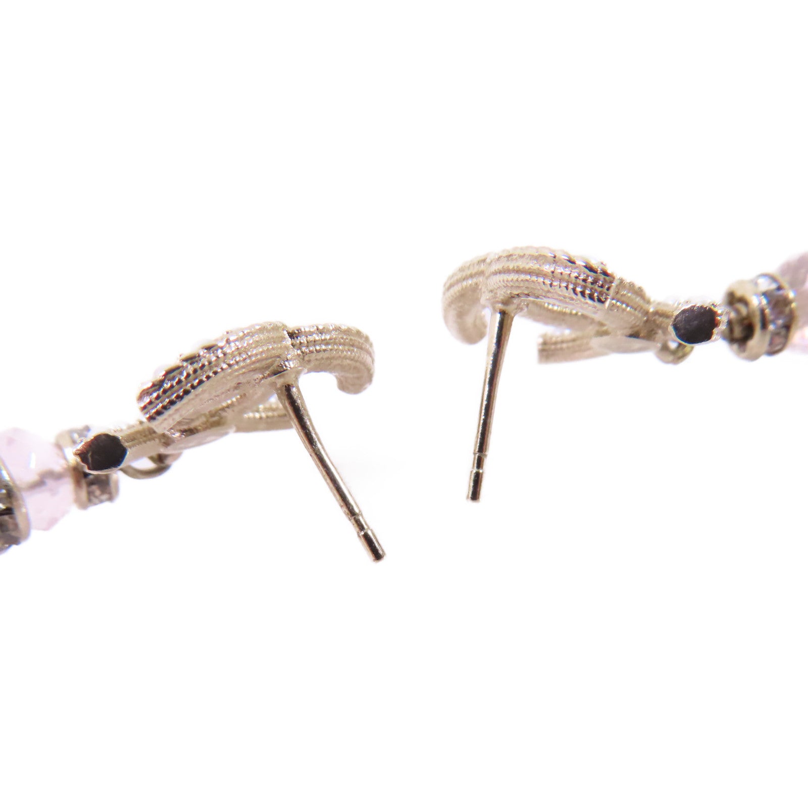 CHANEL 金屬/仿珍珠CC Earrings金扣耳環白色/淺紫色/金色
