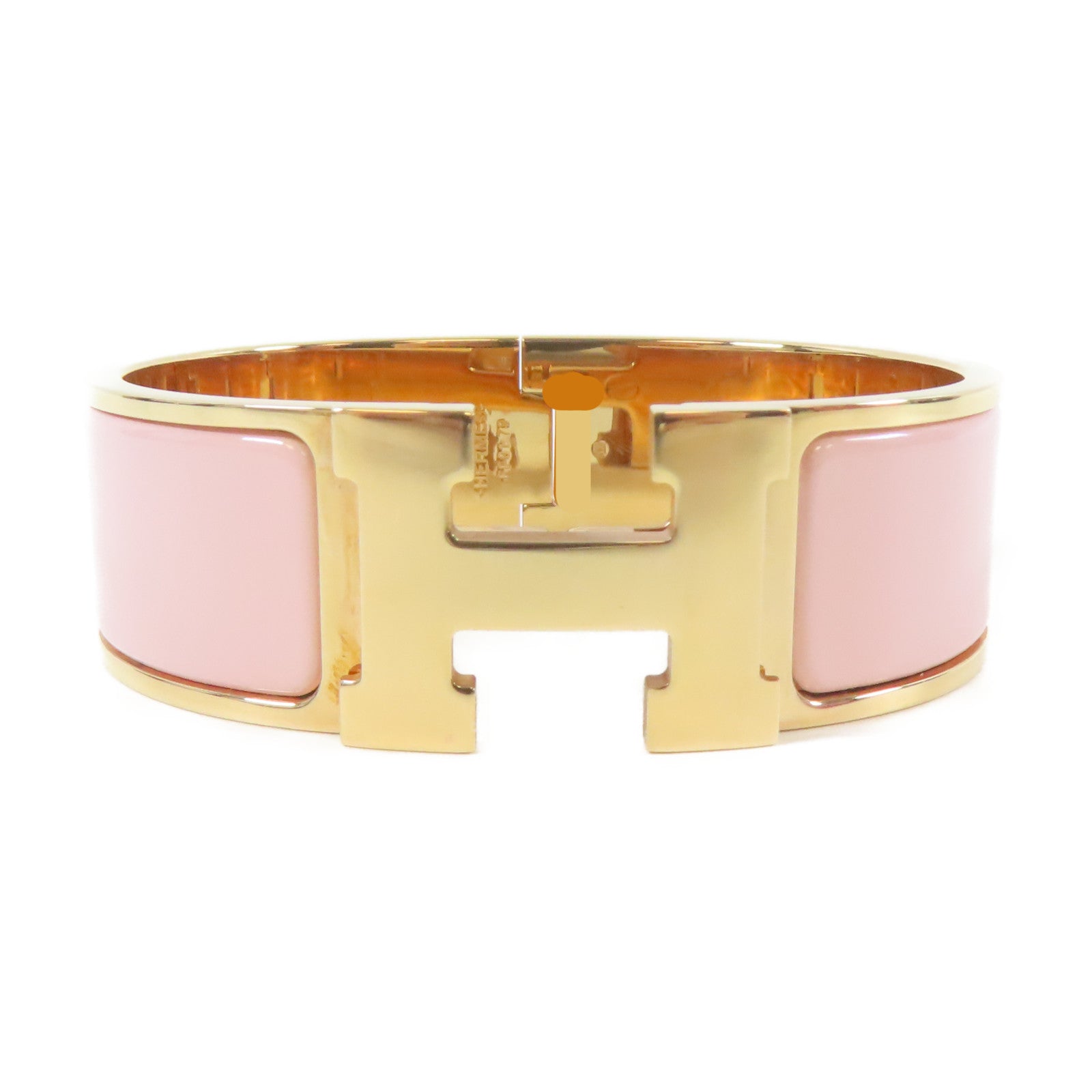 HERMES 【激減優惠】金屬Clic-Clac H Bracelet手鐲粉紅色#17cm