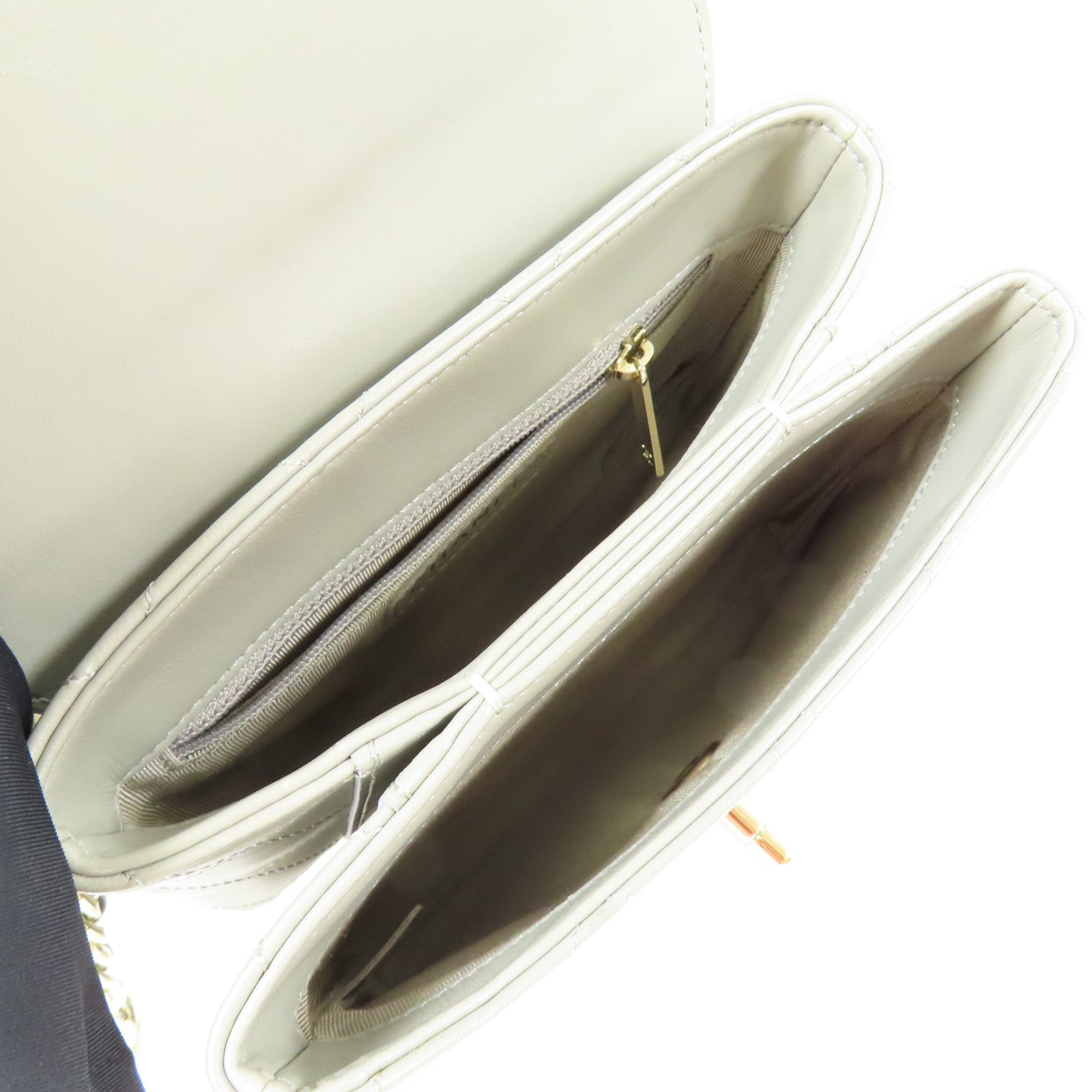 CHANEL 牛皮皮革Flap Bag With Top Handle金扣手挽肩背兩用袋