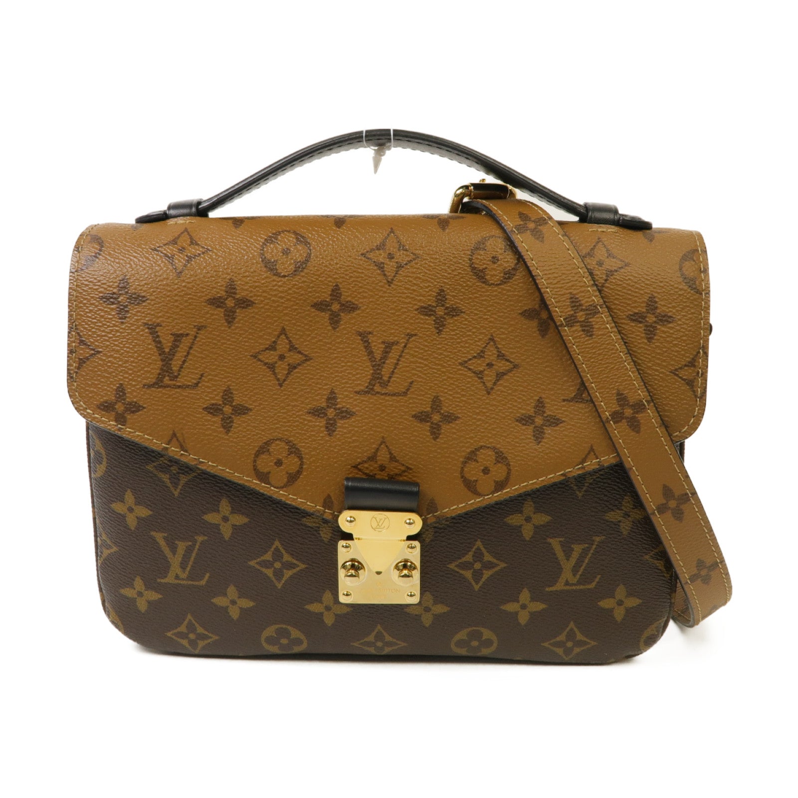 LOUIS VUITTON Monogram Reverse Pochette Metis金扣手挽肩背兩用袋啡色
