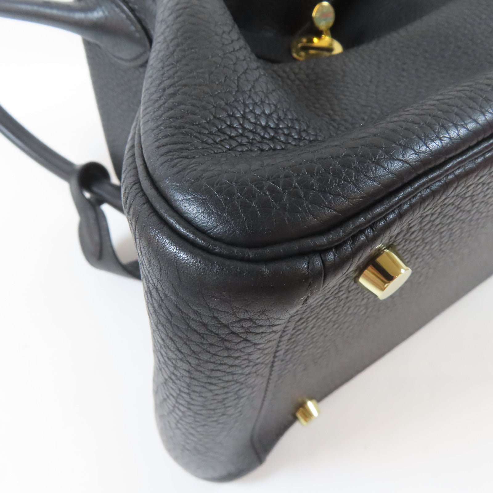 HERMES Clemence皮革Lindy 30金扣肩背袋Noir/黑色