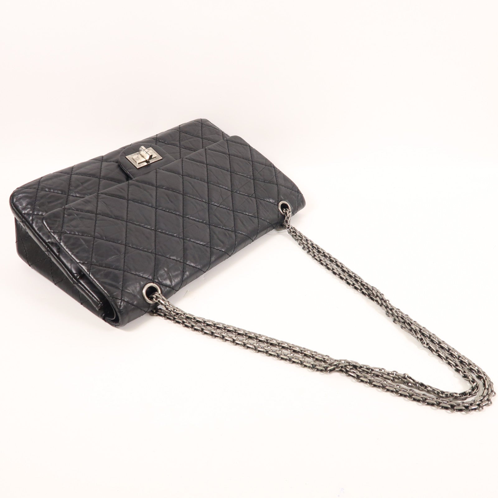 CHANEL 牛皮皮革2.55銀扣鏈帶肩背袋