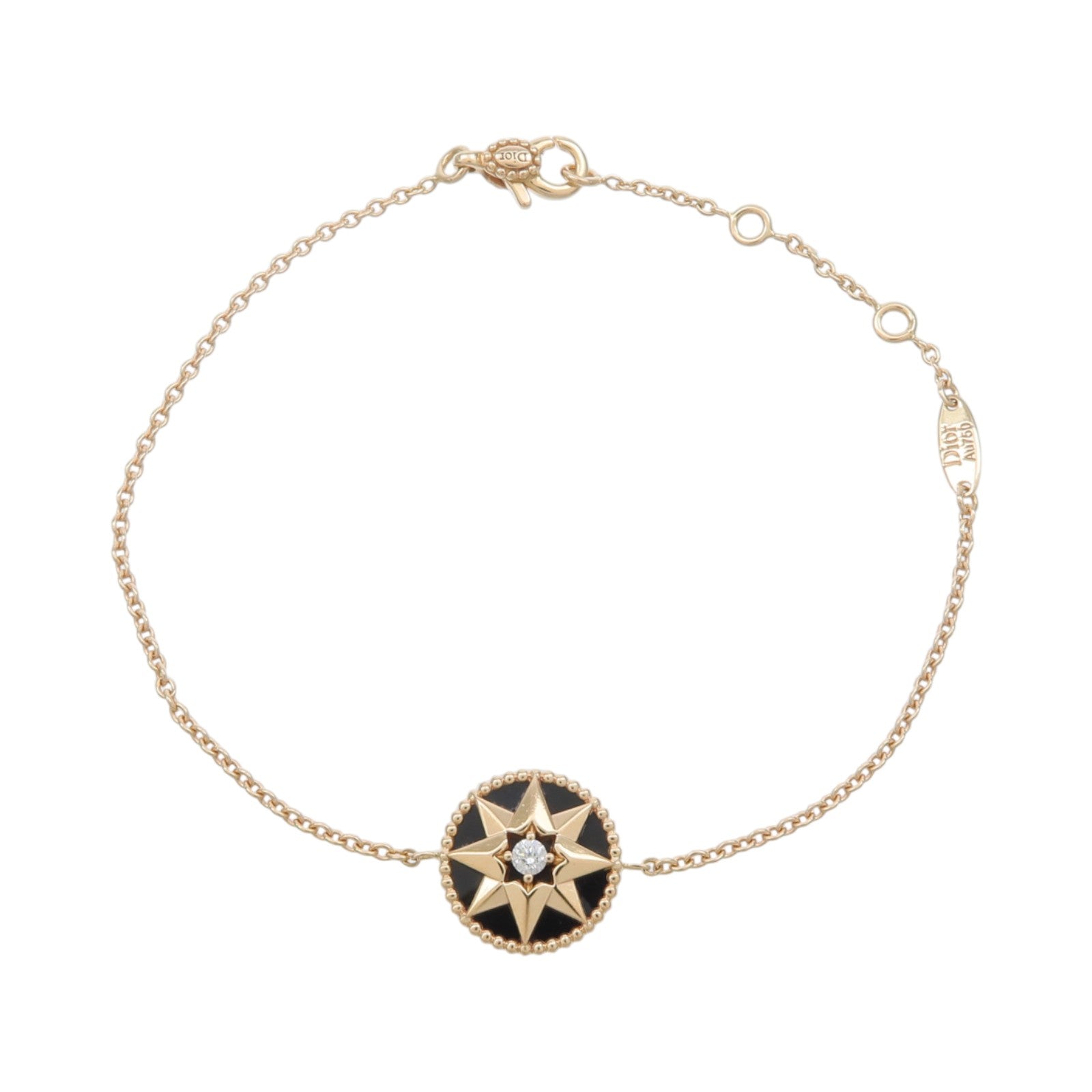 Dior 18K玫瑰金Rose Des Vents Bracelet黑瑪瑙/鑽石手鏈