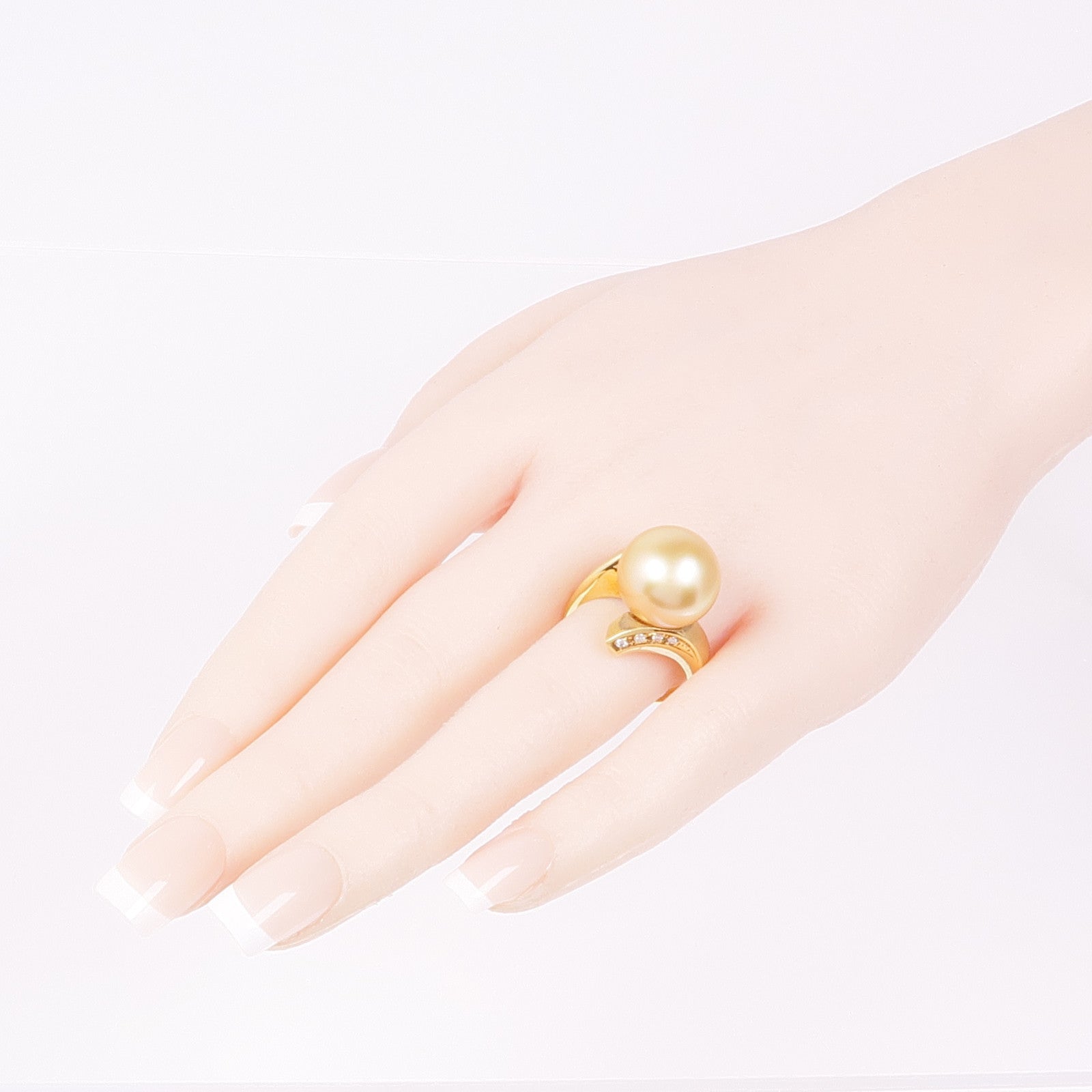 JEWELRY Pearl Diamond Ring 18K Yellow Gold US#9.25