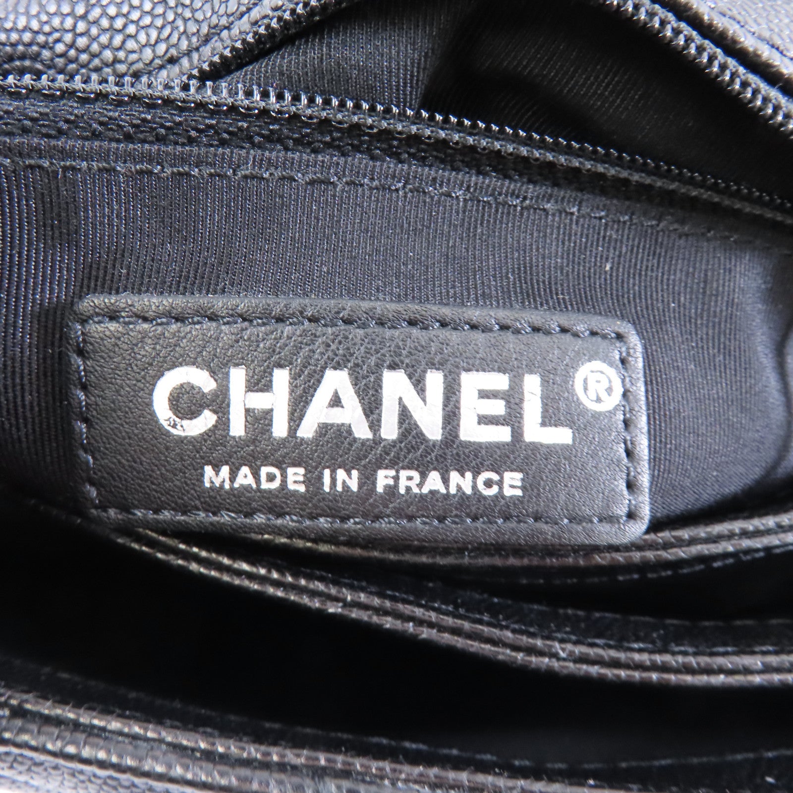 CHANEL 菱格Caviar皮革Chain Shoulder Bag銀扣鏈帶肩背袋黑色