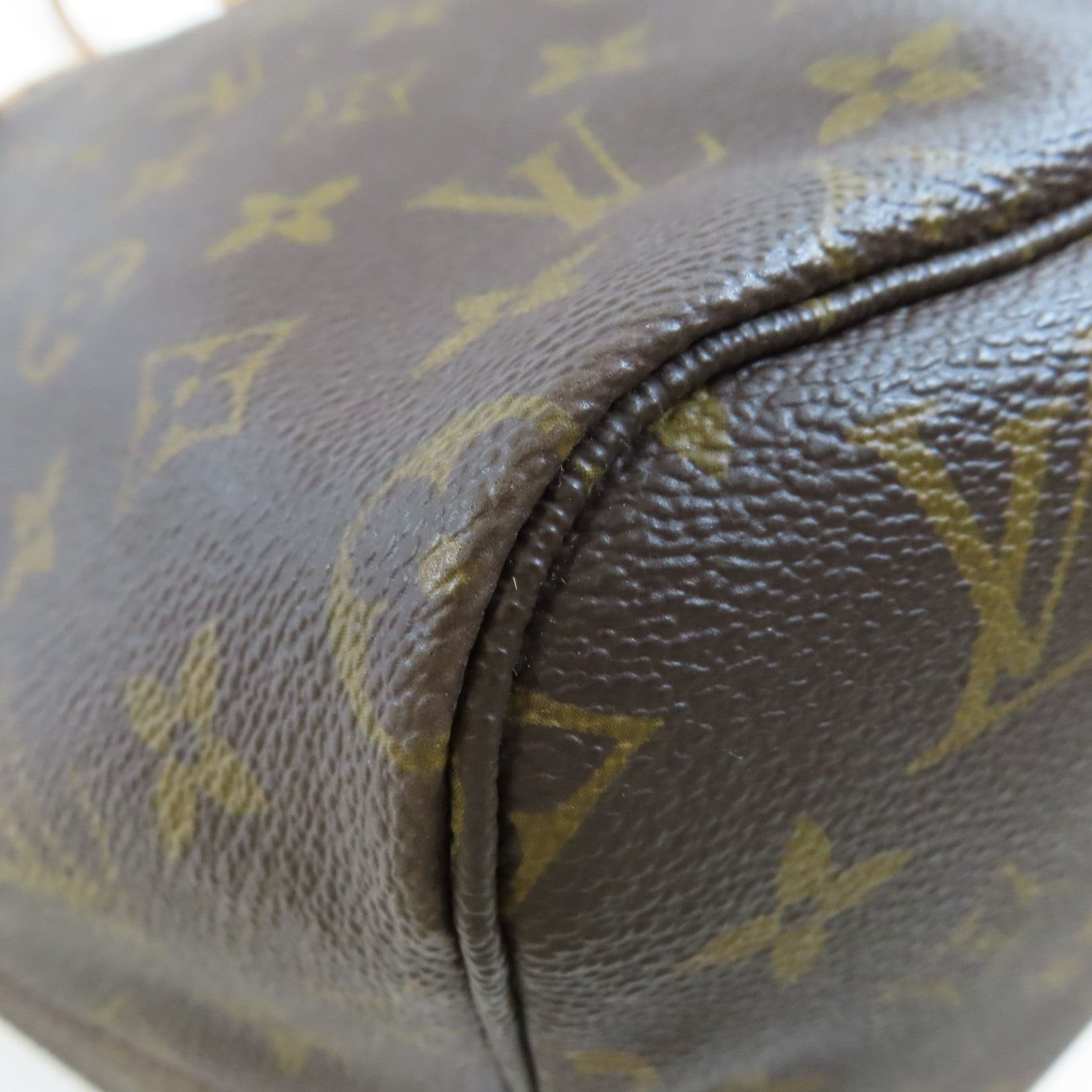 LOUIS VUITTON Monogram Neverfull GM金扣手挽袋棕色