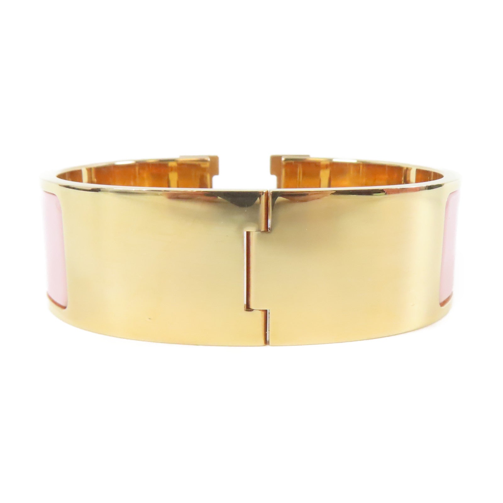 HERMES 【激減優惠】金屬Clic-Clac H Bracelet手鐲粉紅色#17cm