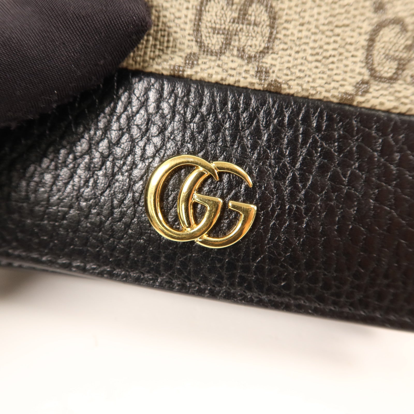 GUCCI 塗層帆布/牛皮皮革GG Marmont Bifold Wallet金扣錢包