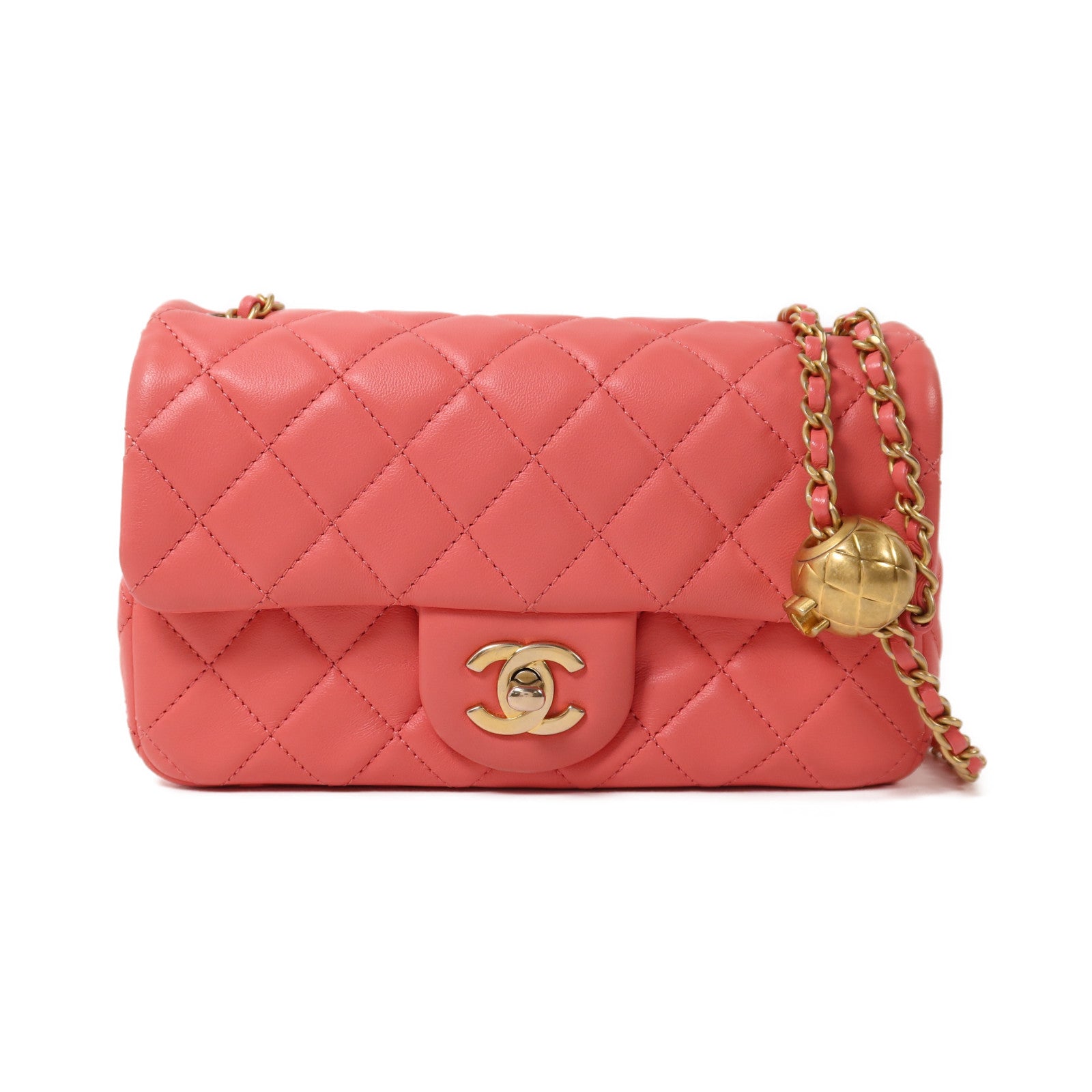 CHANEL 羊皮皮革Mini Classic 20金扣鏈帶肩背袋