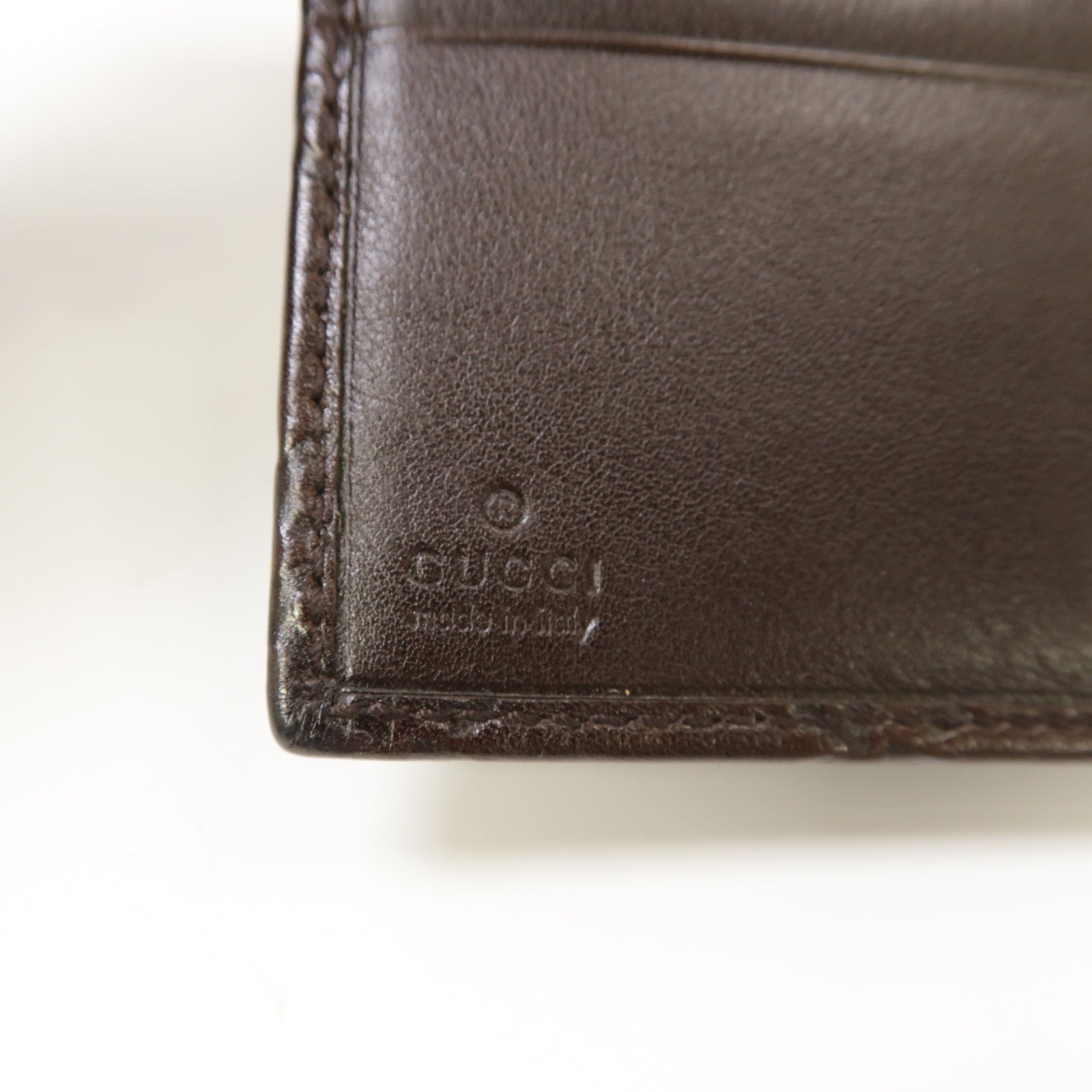 GUCCI 【激減優惠】牛皮皮革Wallet金扣錢包啡色