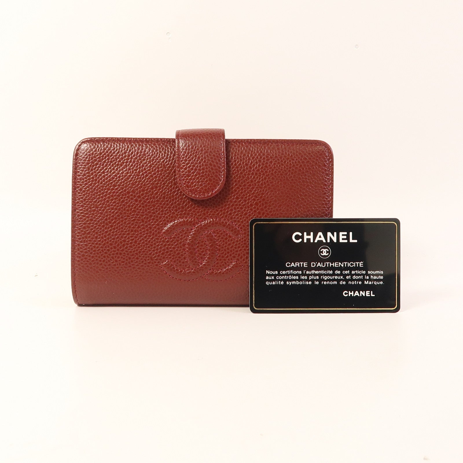 CHANEL 牛皮皮革Wallet銀扣錢包