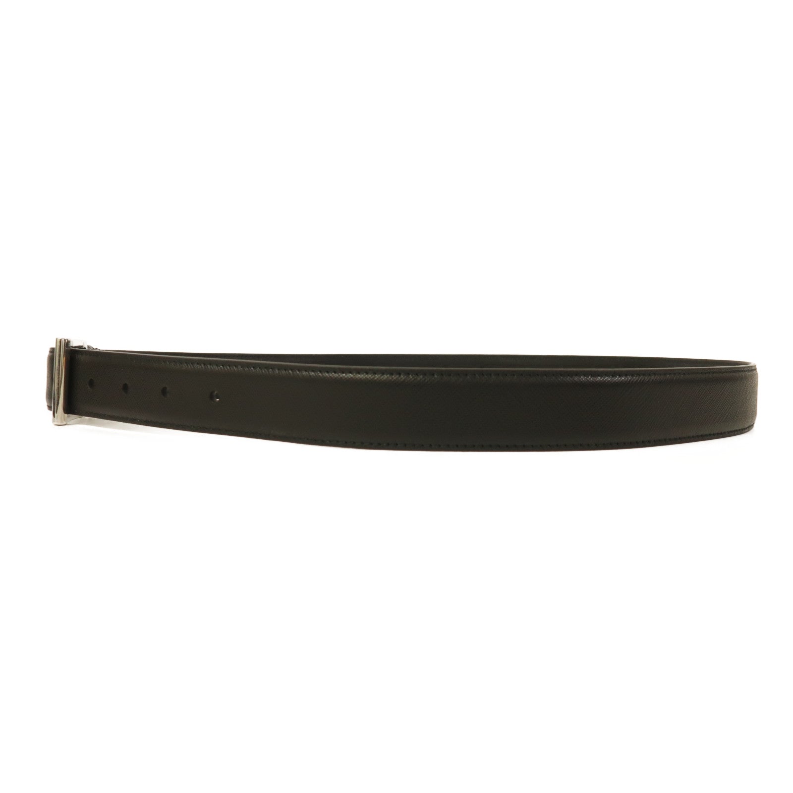 PRADA 牛皮皮革Belt銀扣皮帶黑色
