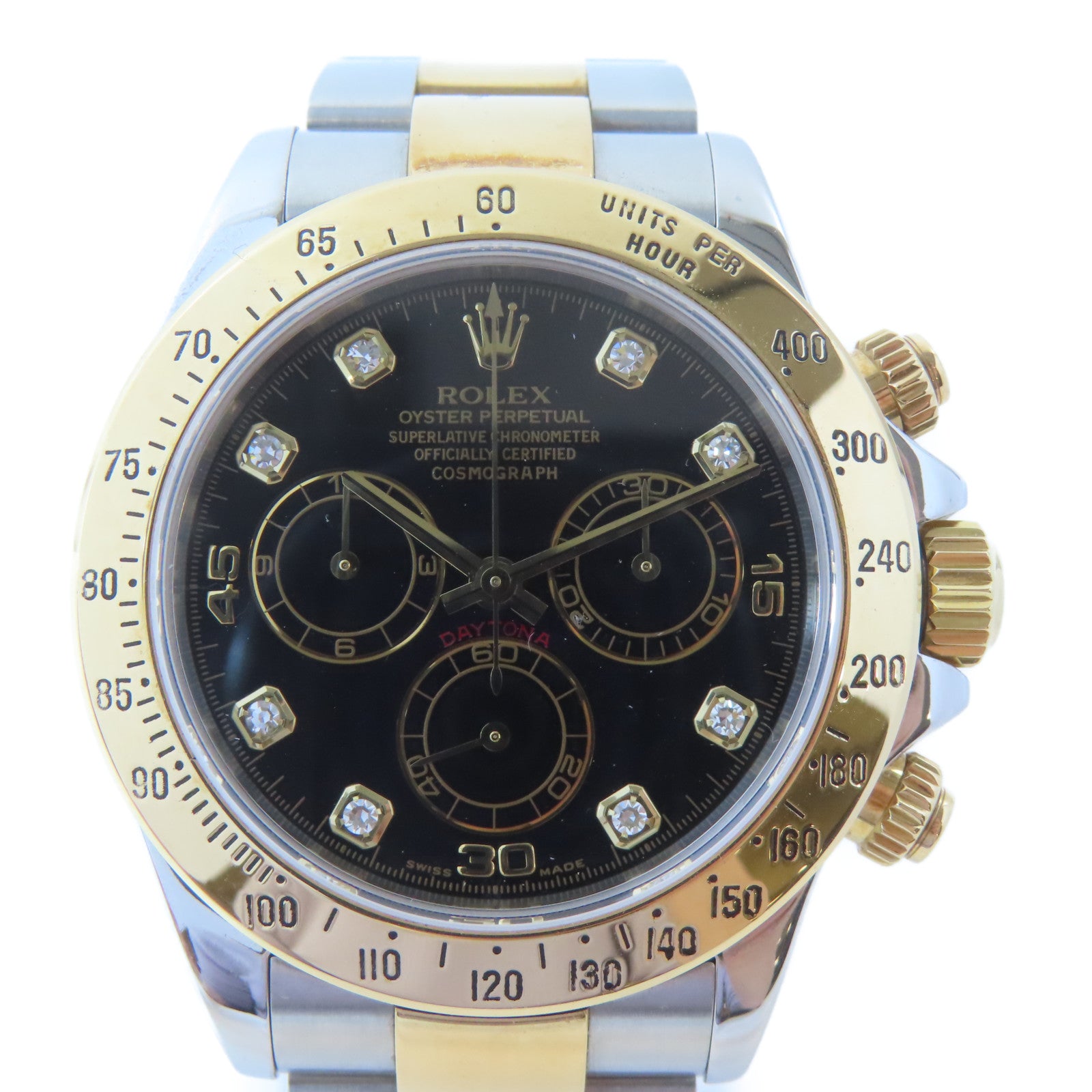 ROLEX Daytona 18K黃金/不鏽鋼手錶自動機芯黑色#15.5cm