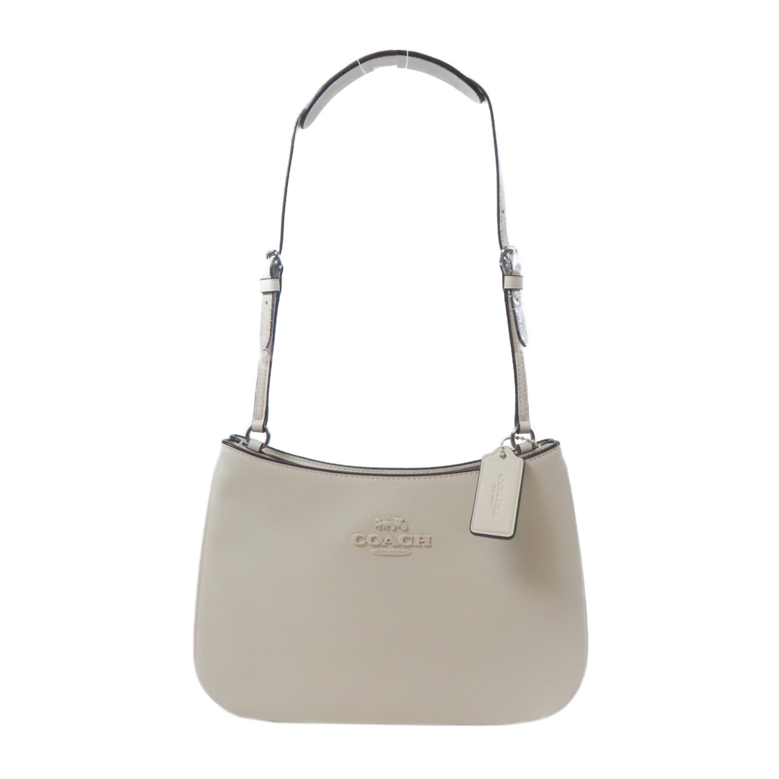 COACH 【激減優惠】牛皮皮革Hand Bag銀扣手挽袋白色
