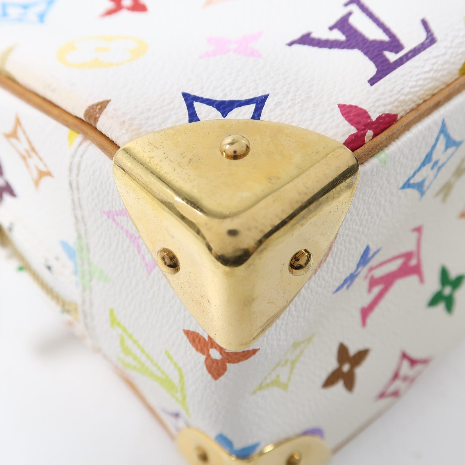 LOUIS VUITTON Monogram Trouville金扣手挽袋白色/多色