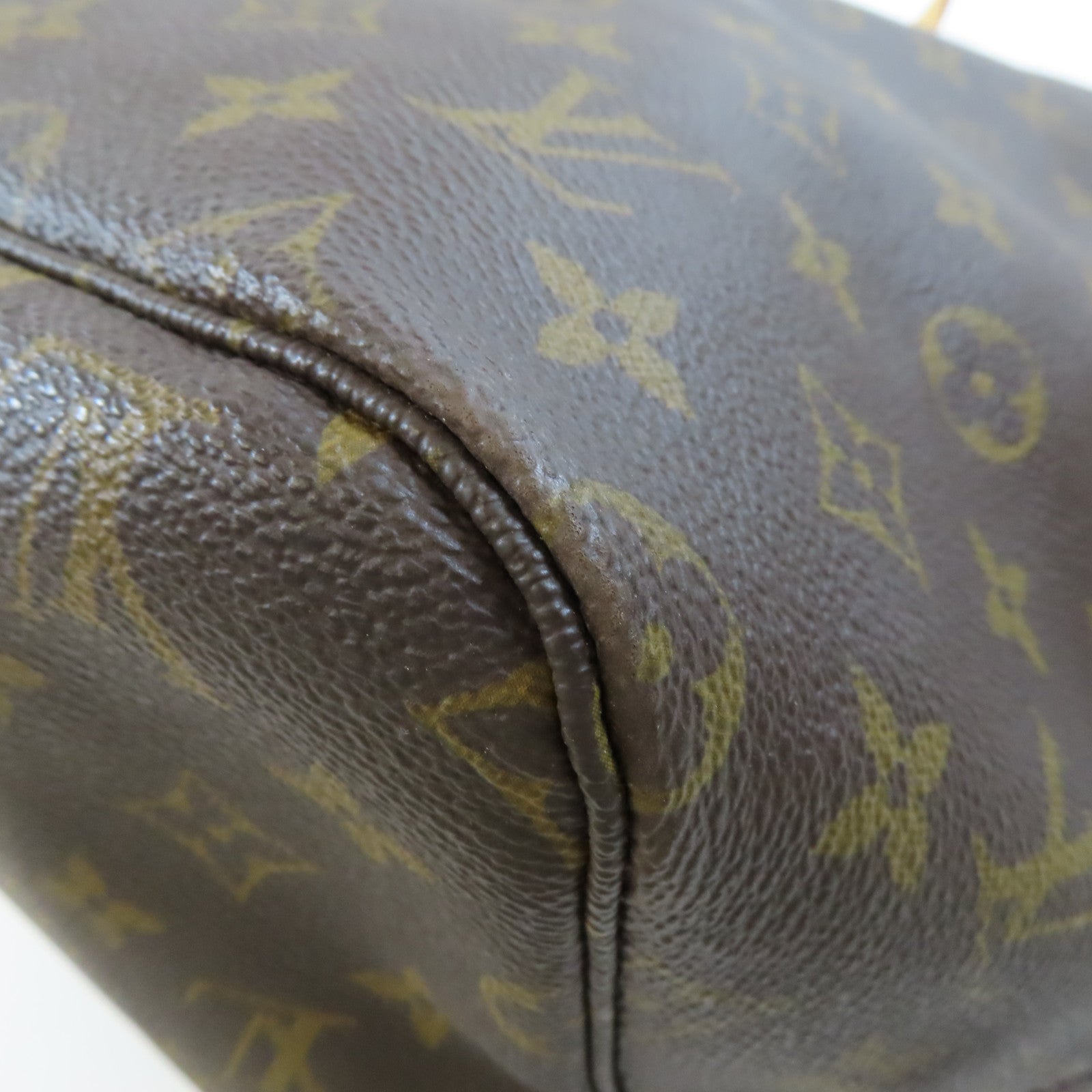 LOUIS VUITTON Monogram Neverfull GM金扣手挽袋棕色