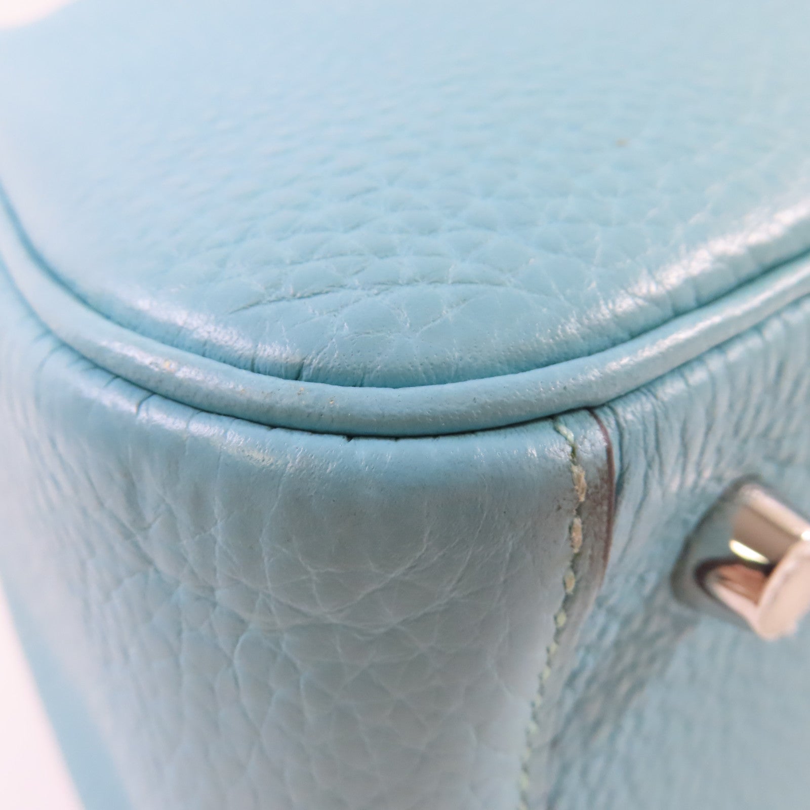 HERMES 【激減優惠】Clemence皮革Lindy 26 Shoulder Bag銀扣肩背袋3P Bleu Atoll/環礁藍色