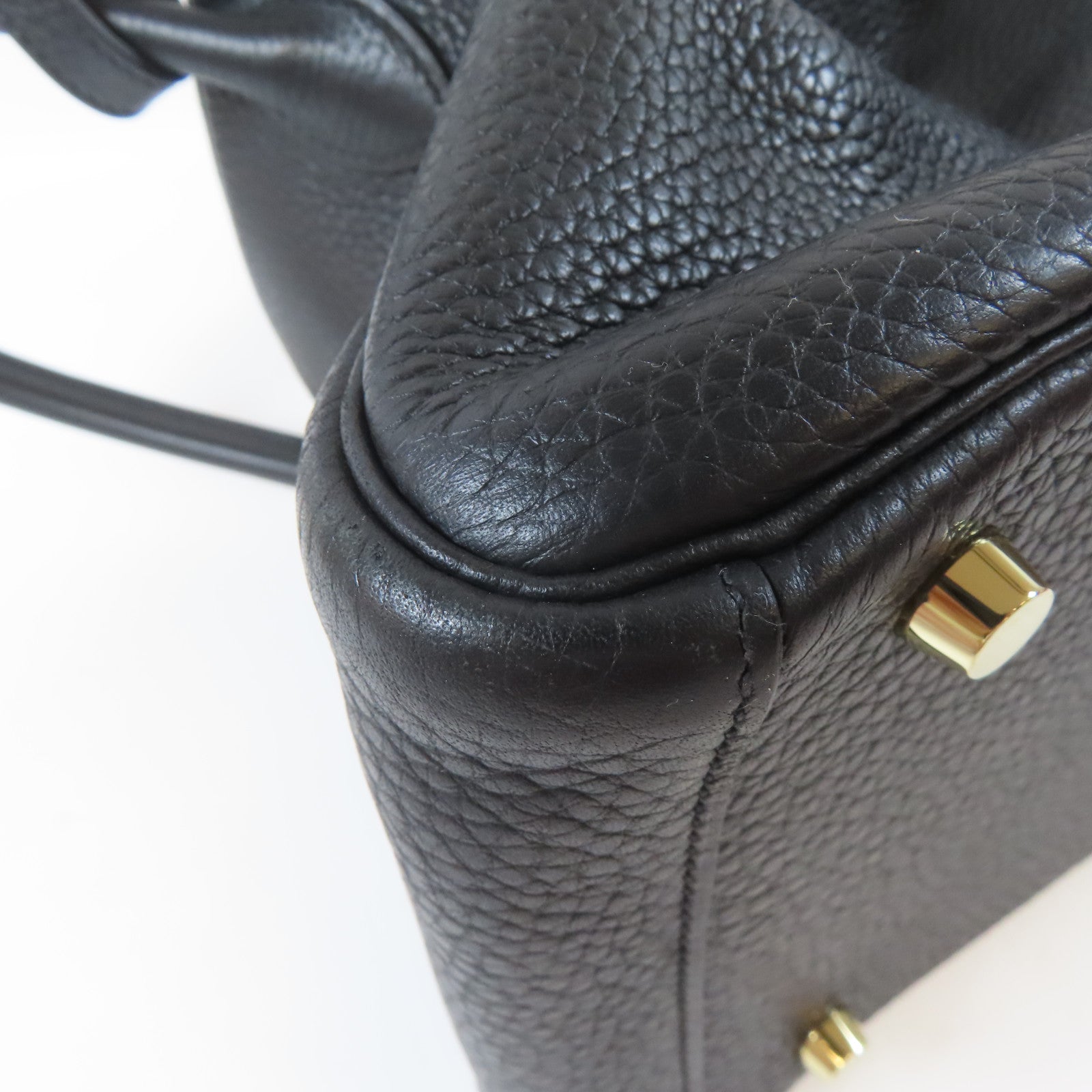 HERMES Clemence皮革Lindy 30金扣肩背袋Noir/黑色