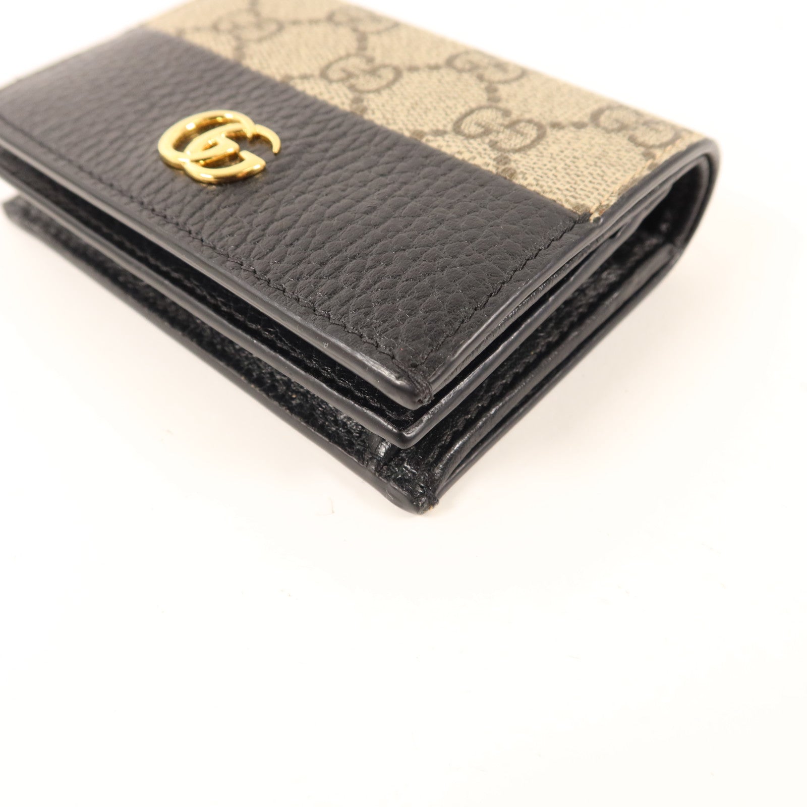 GUCCI 塗層帆布/牛皮皮革GG Marmont Bifold Wallet金扣錢包