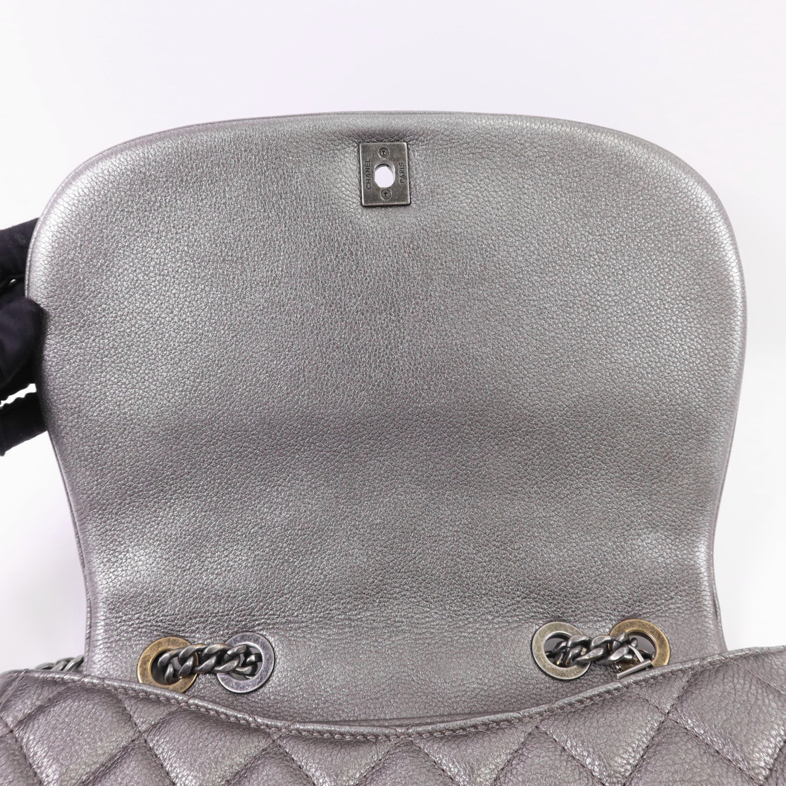 CHANEL 牛皮皮革Chain Shoulder銀扣鏈帶肩背袋