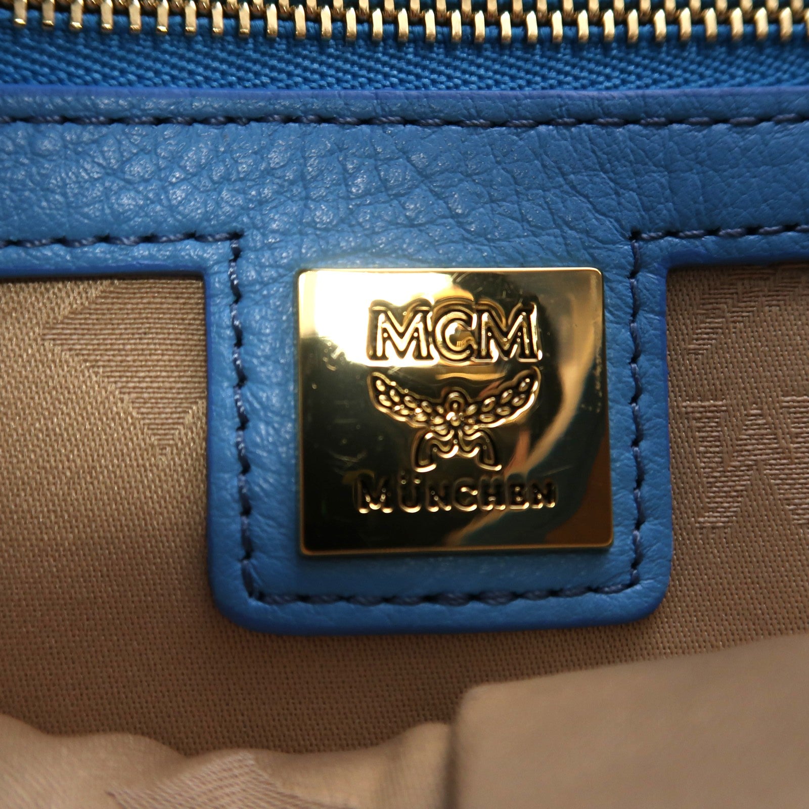 MCM 塗層帆布Backpack金扣背包