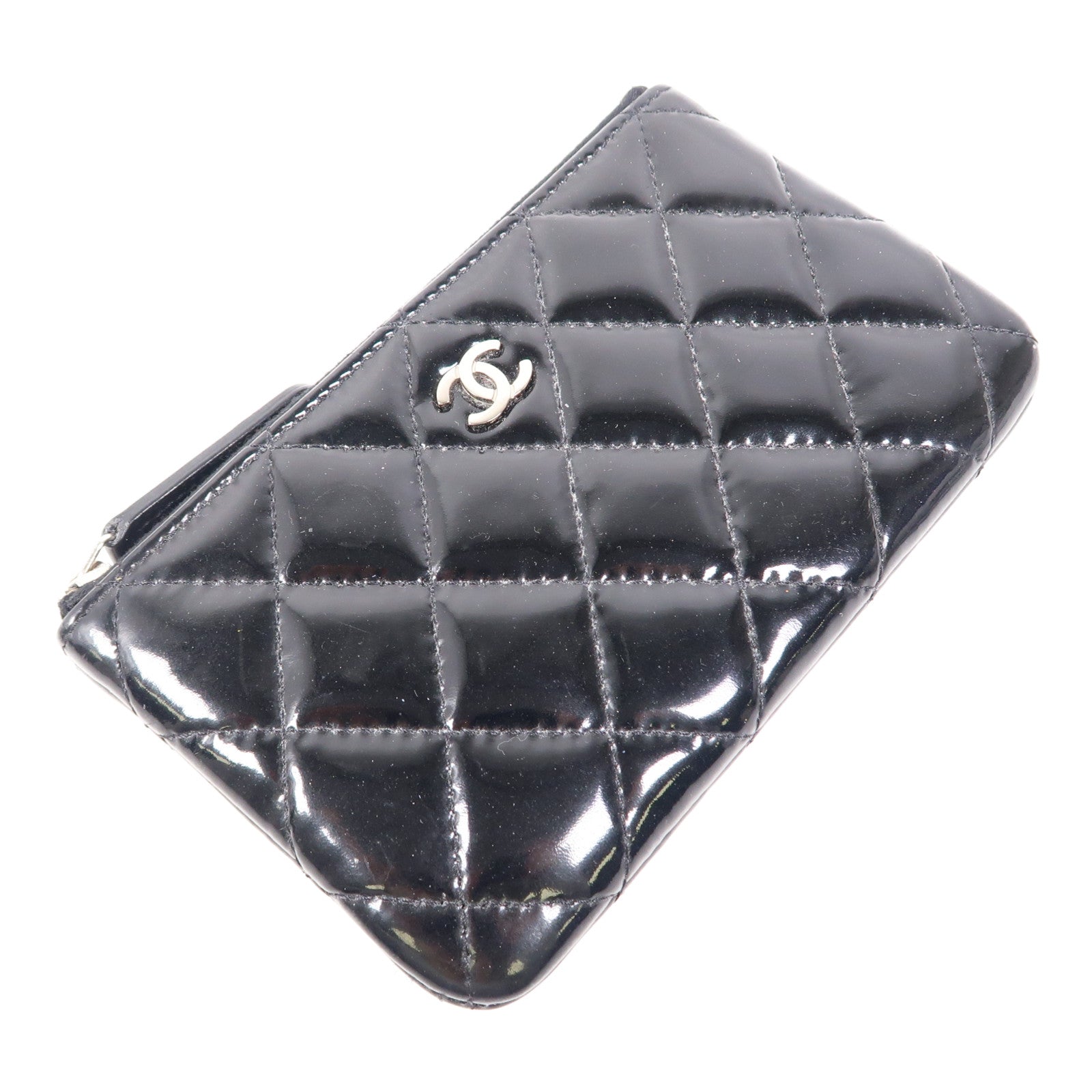 CHANEL 漆皮皮革Wallet銀扣錢包