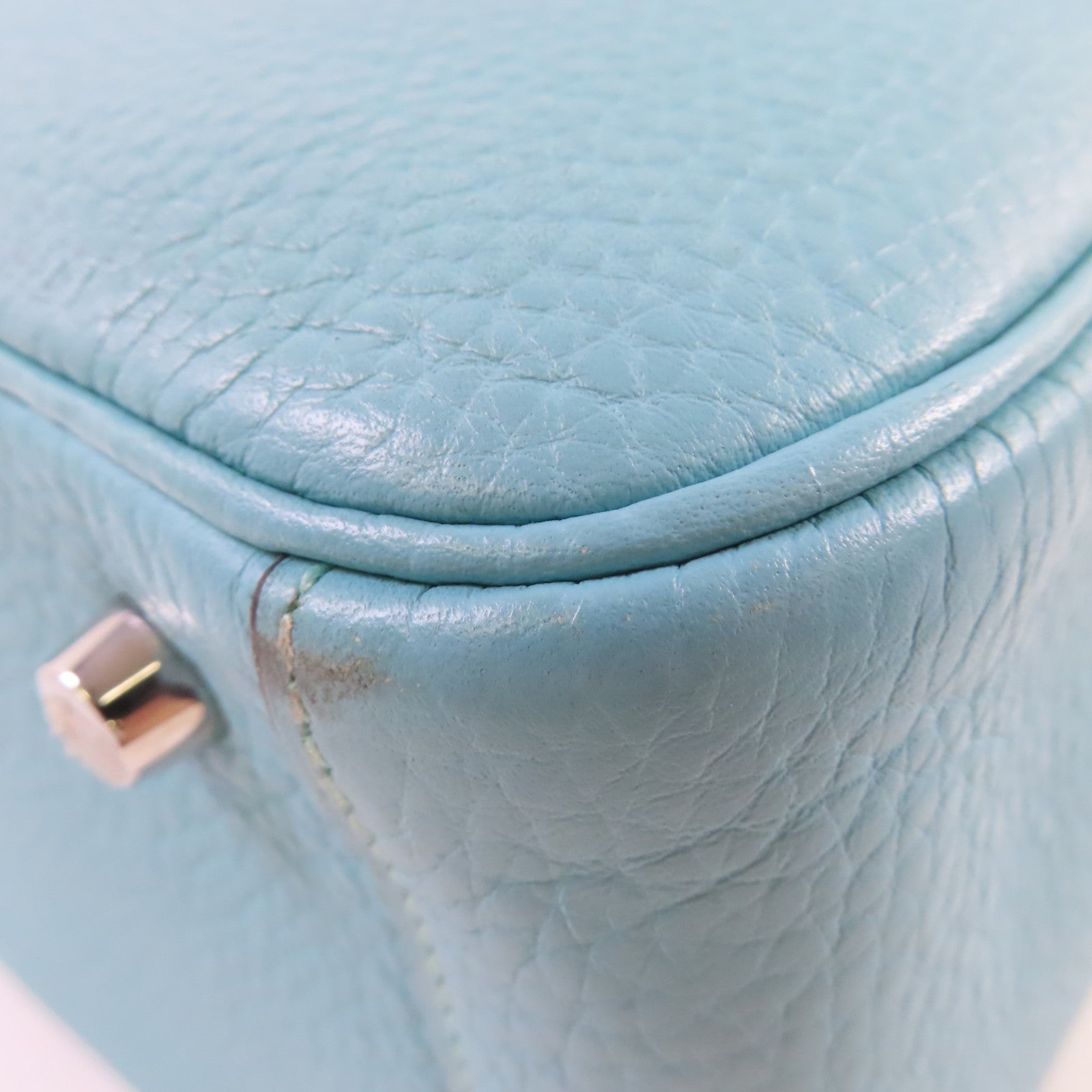 HERMES 【激減優惠】Clemence皮革Lindy 26 Shoulder Bag銀扣肩背袋3P Bleu Atoll/環礁藍色