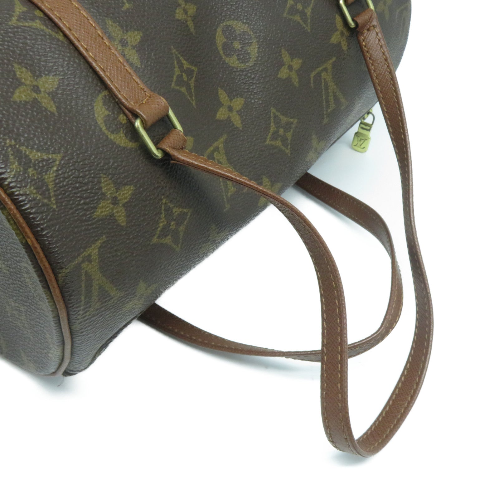LOUIS VUITTON 【清倉大減價】Monogram Papillon PM金扣手挽袋啡色