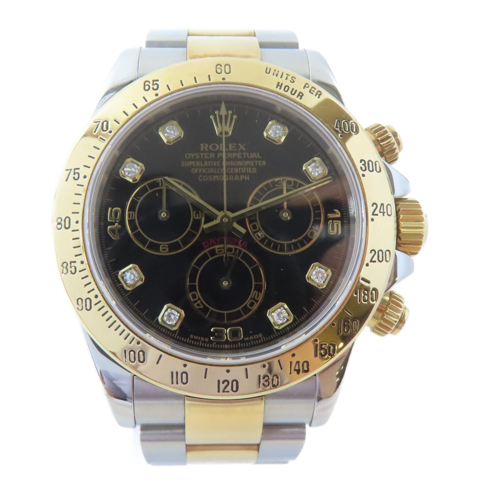 ROLEX Daytona 18K黃金/不鏽鋼手錶自動機芯黑色#15.5cm