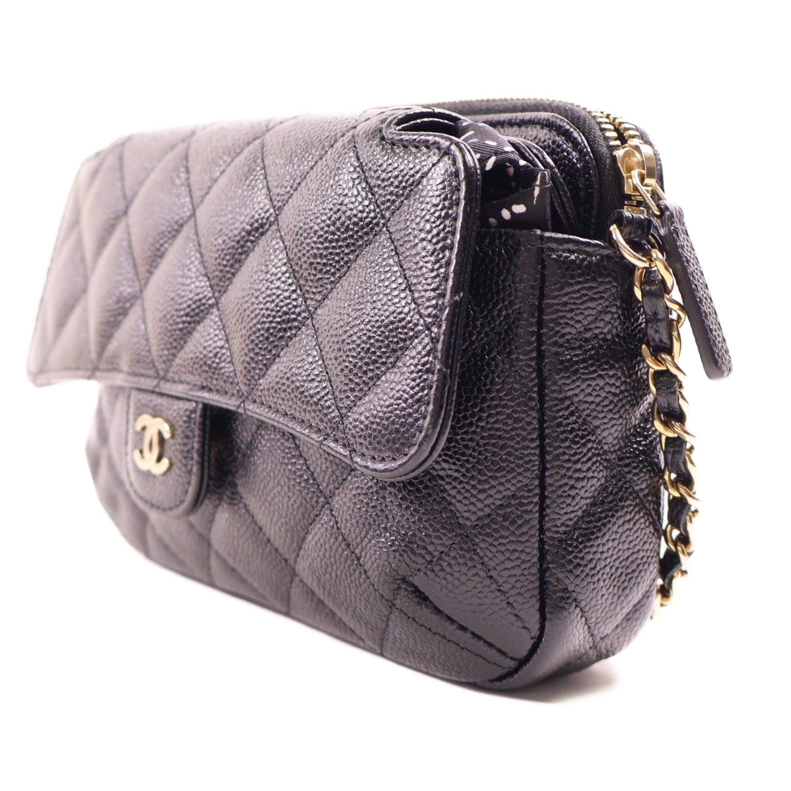 CHANEL CC GHW Chain Shoulder Bag AP2095 Calfskin Leather Black