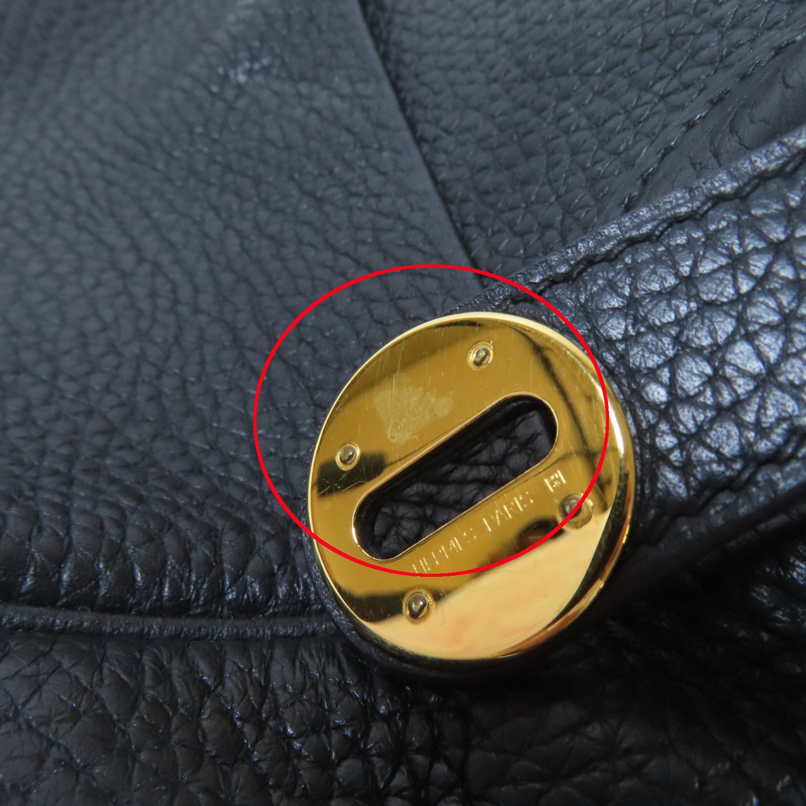 HERMES Clemence皮革Lindy 30金扣肩背袋Noir/黑色