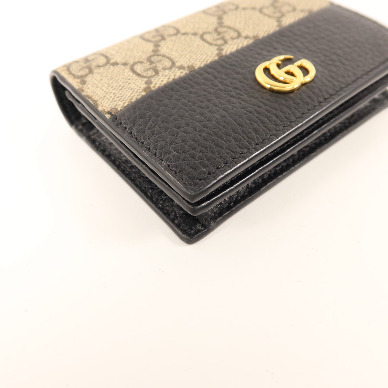 GUCCI 塗層帆布/牛皮皮革GG Marmont Bifold Wallet金扣錢包
