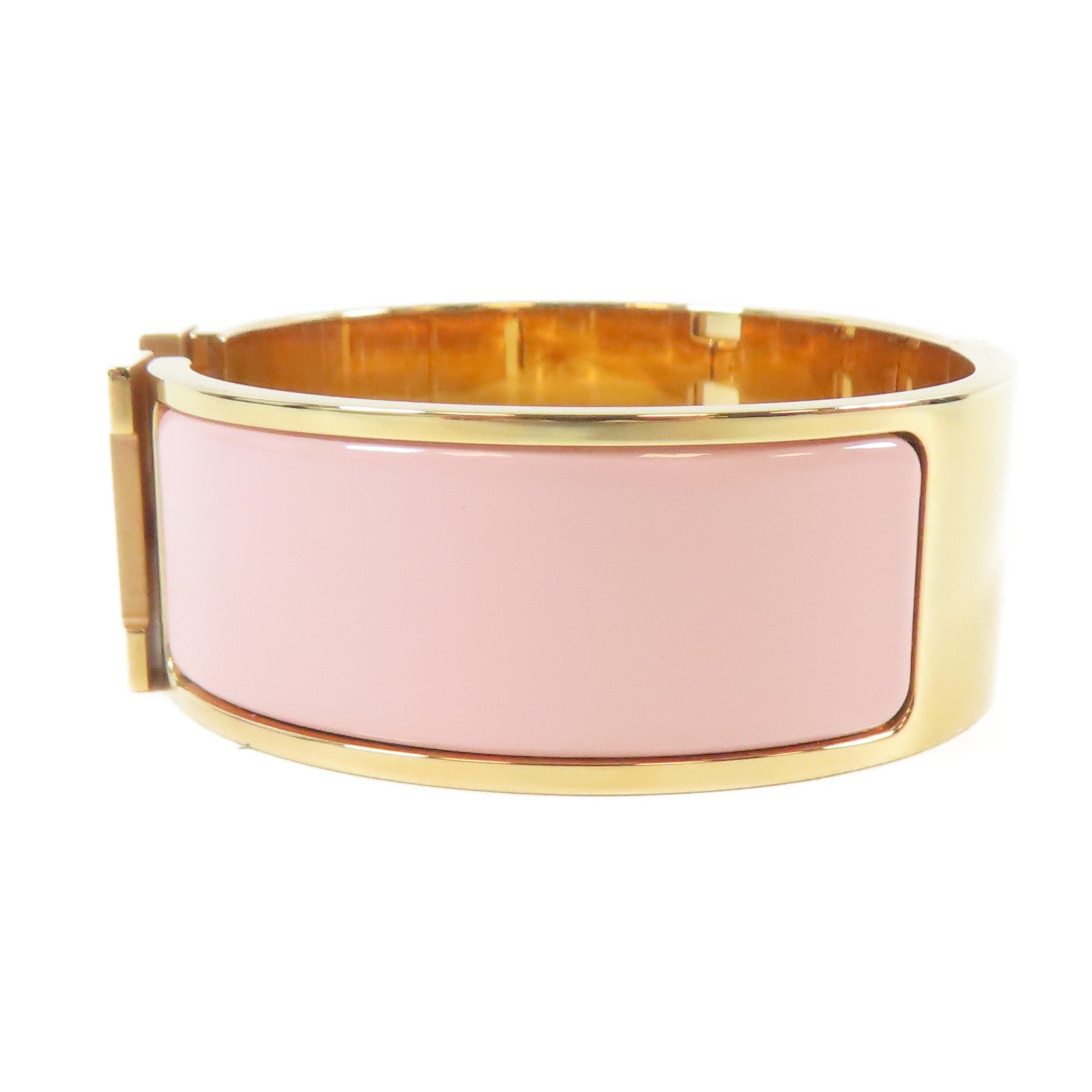 HERMES 【激減優惠】金屬Clic-Clac H Bracelet手鐲粉紅色#17cm