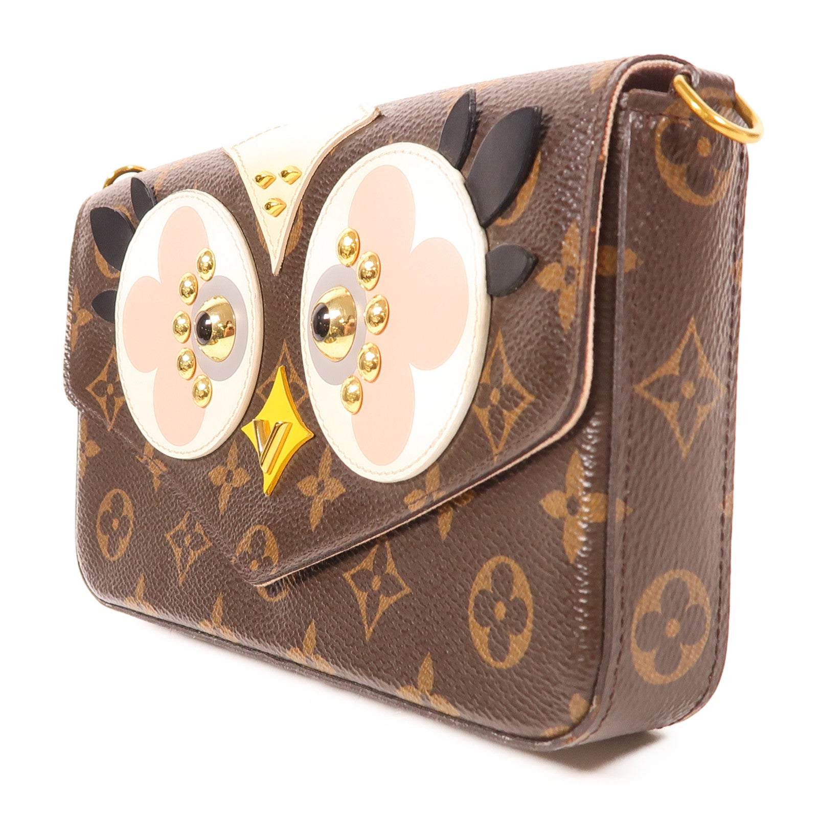 LOUIS VUITTON Monogram Lovely Birds Felicie Pochette金扣肩背袋