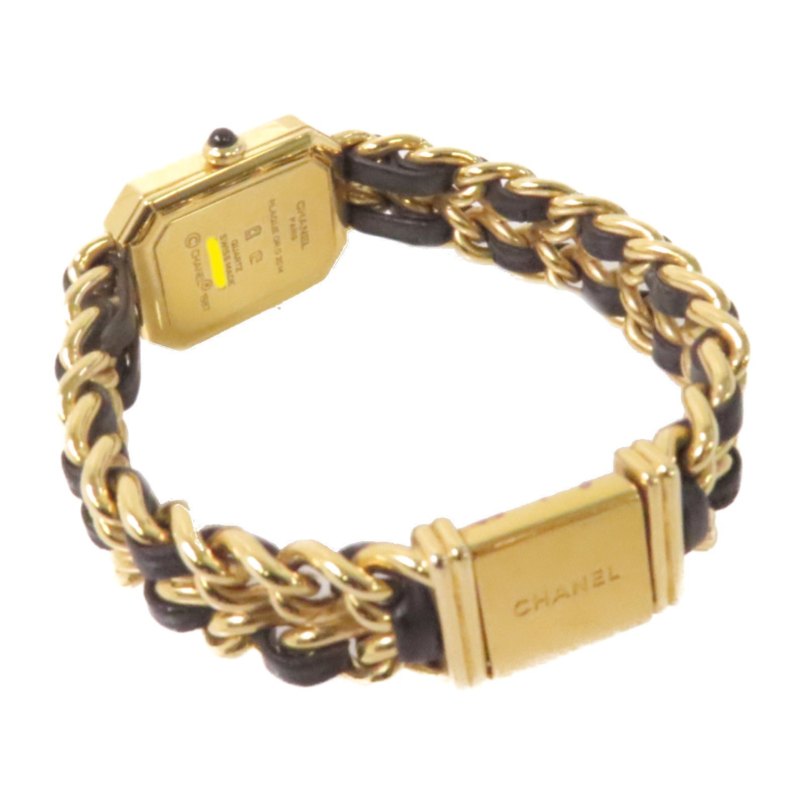 CHANEL Premiere L Watch鍍金/牛皮皮革石英機芯手錶黑色