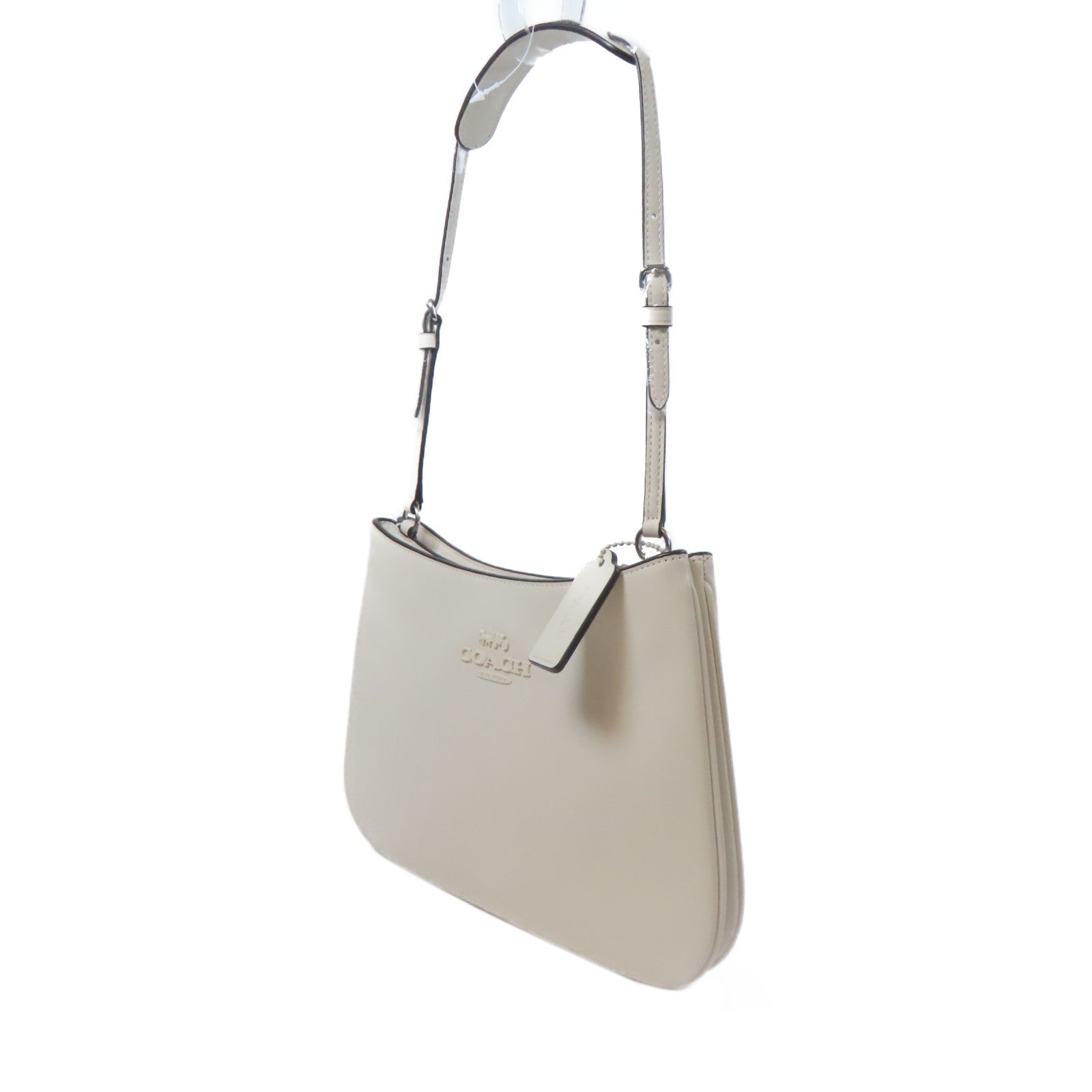 COACH 【激減優惠】牛皮皮革Hand Bag銀扣手挽袋白色