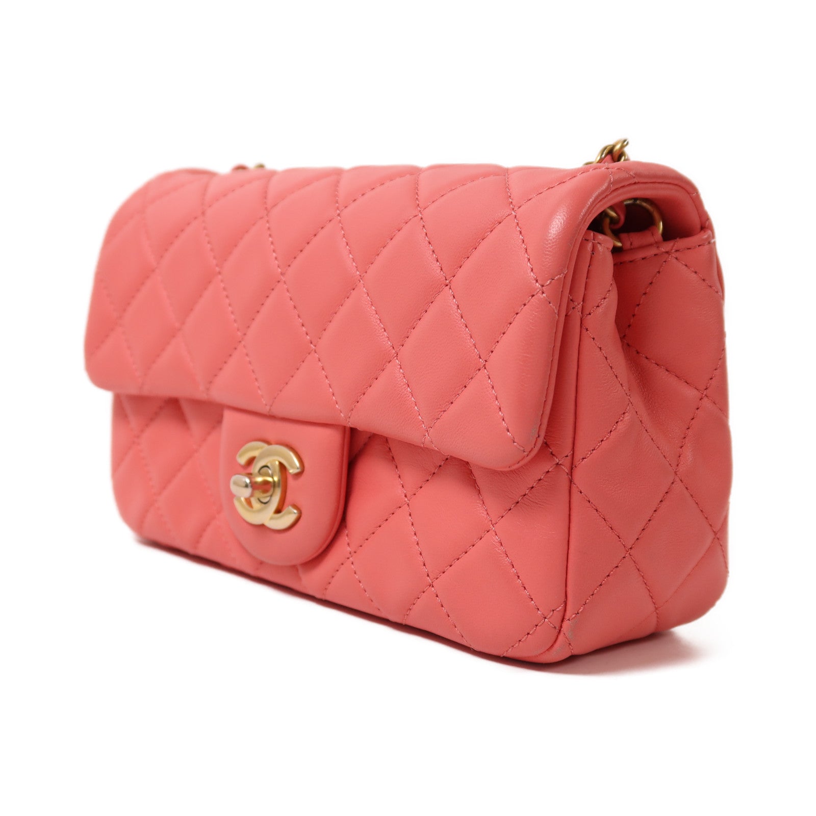 CHANEL 羊皮皮革Mini Classic 20金扣鏈帶肩背袋