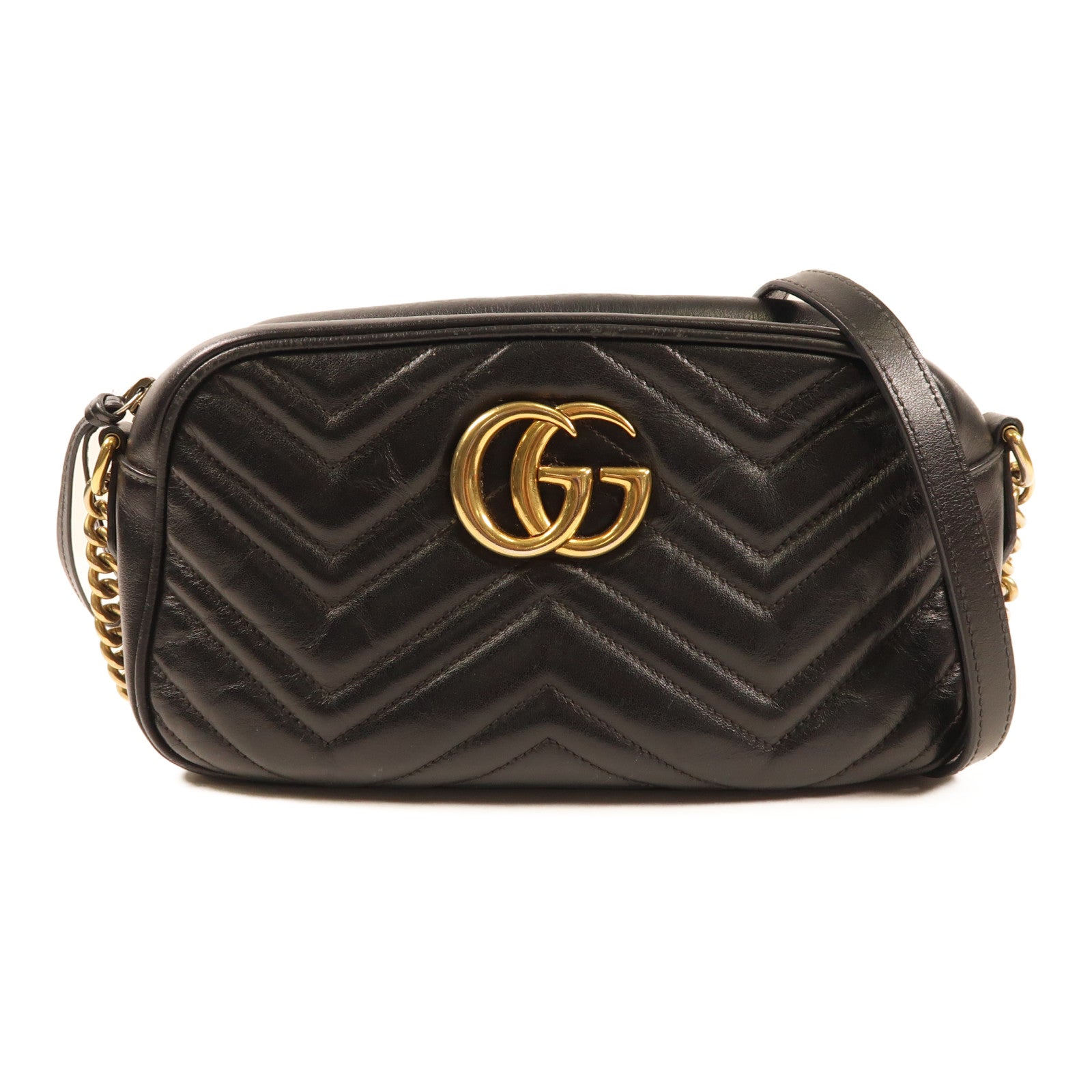 GUCCI 牛皮皮革GG Marmont Camera Mini金扣肩背袋