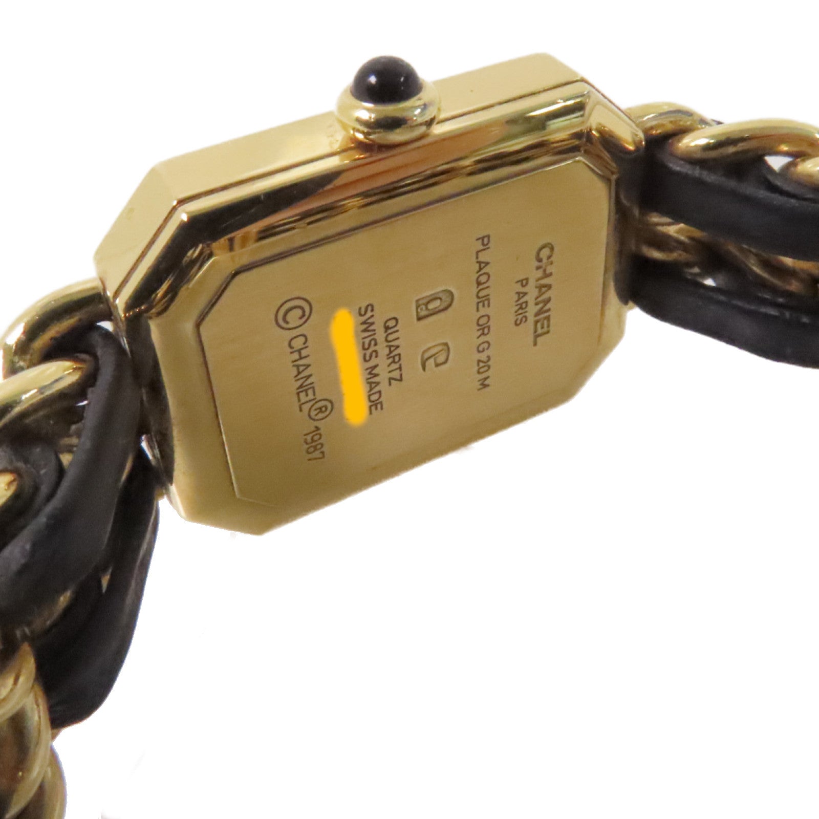CHANEL Premiere L Watch鍍金/牛皮皮革石英機芯手錶黑色