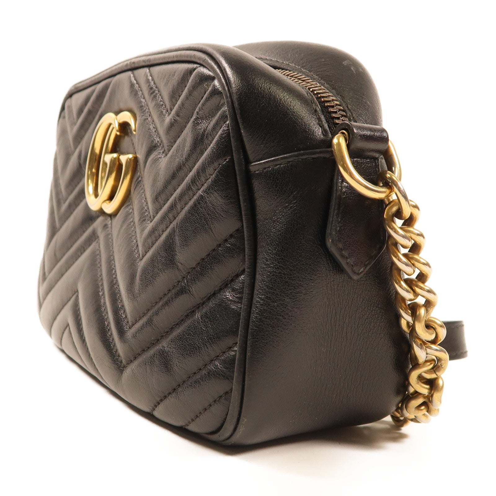 GUCCI 牛皮皮革GG Marmont Camera Mini金扣肩背袋