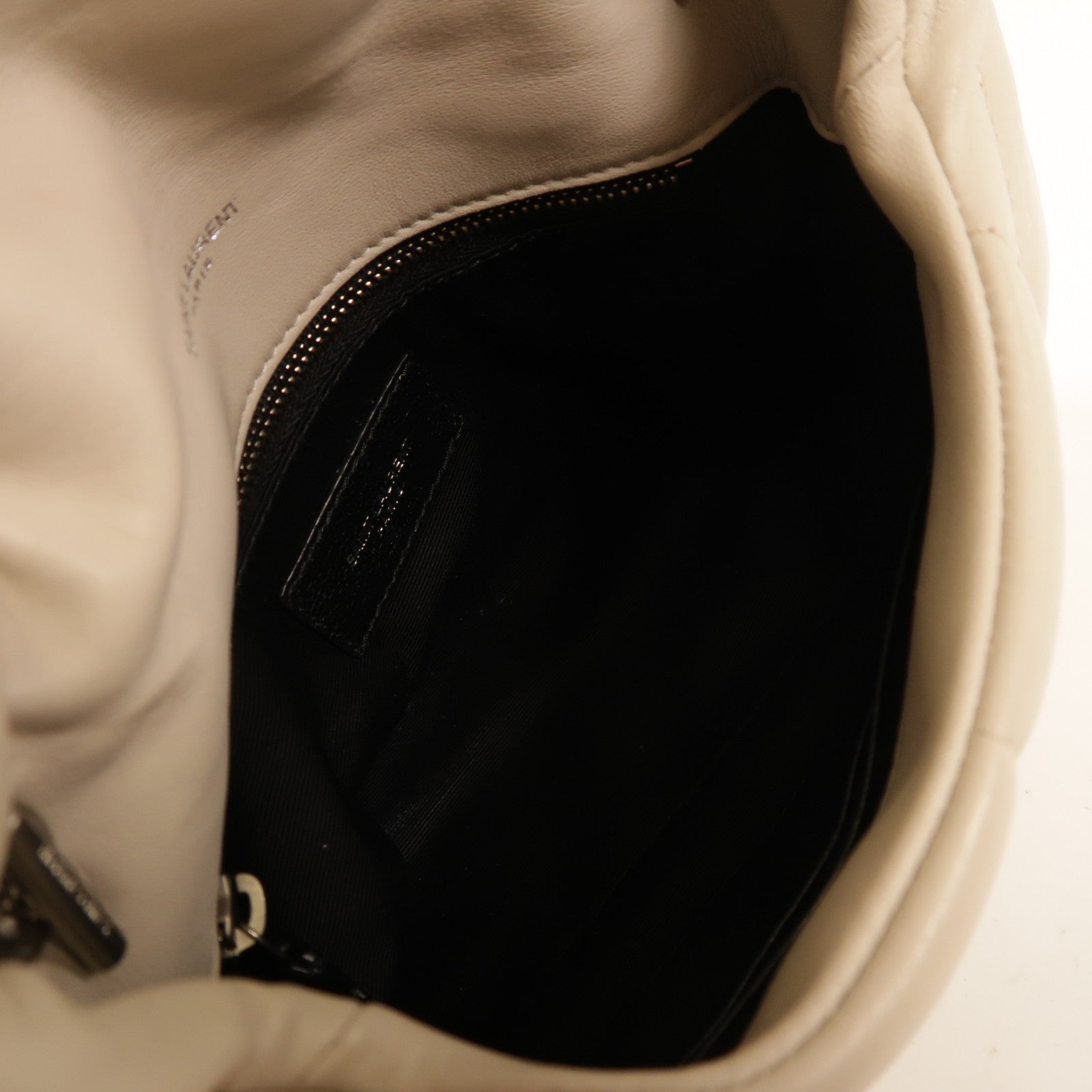 SAINT LAURENT 羊皮皮革Puffer Toy銀扣鏈帶肩背袋