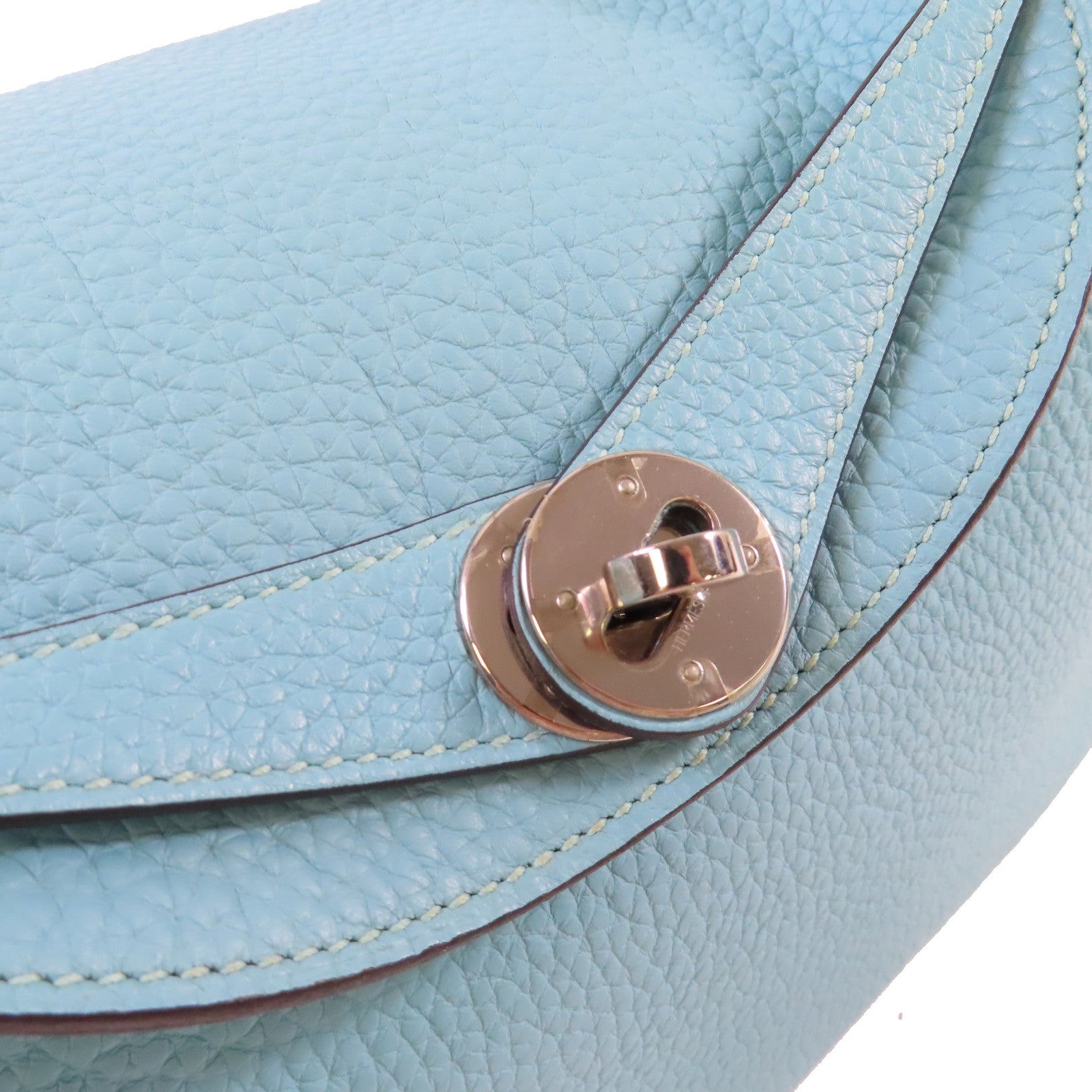 HERMES 【激減優惠】Clemence皮革Lindy 26 Shoulder Bag銀扣肩背袋3P Bleu Atoll/環礁藍色