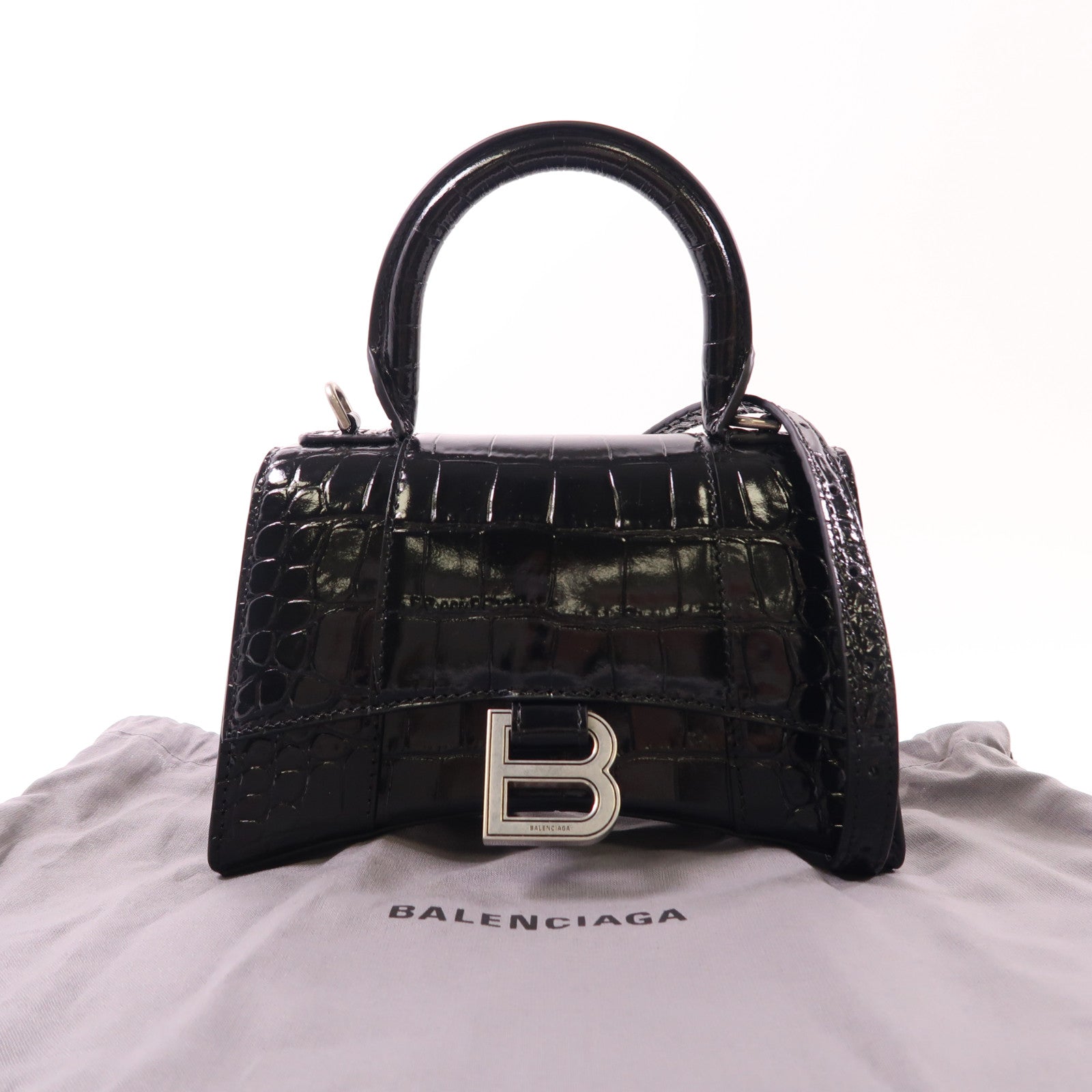 BALENCIAGA SHW Hourglass Top Handle Xs 2 Way Bag 592833 1LR6Y/1000 Calfskin