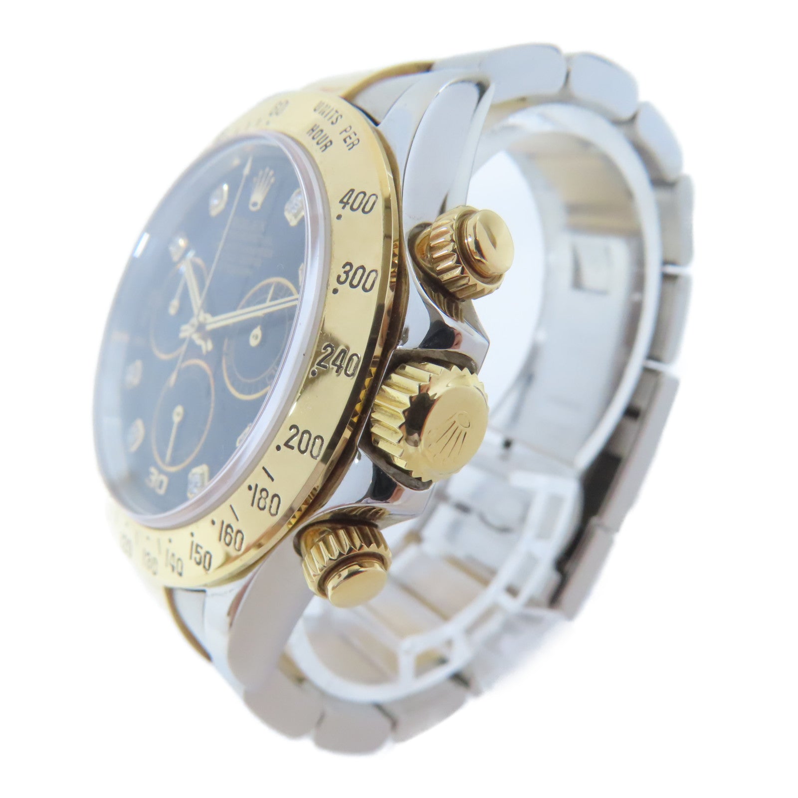 ROLEX Daytona 18K黃金/不鏽鋼手錶自動機芯黑色#15.5cm