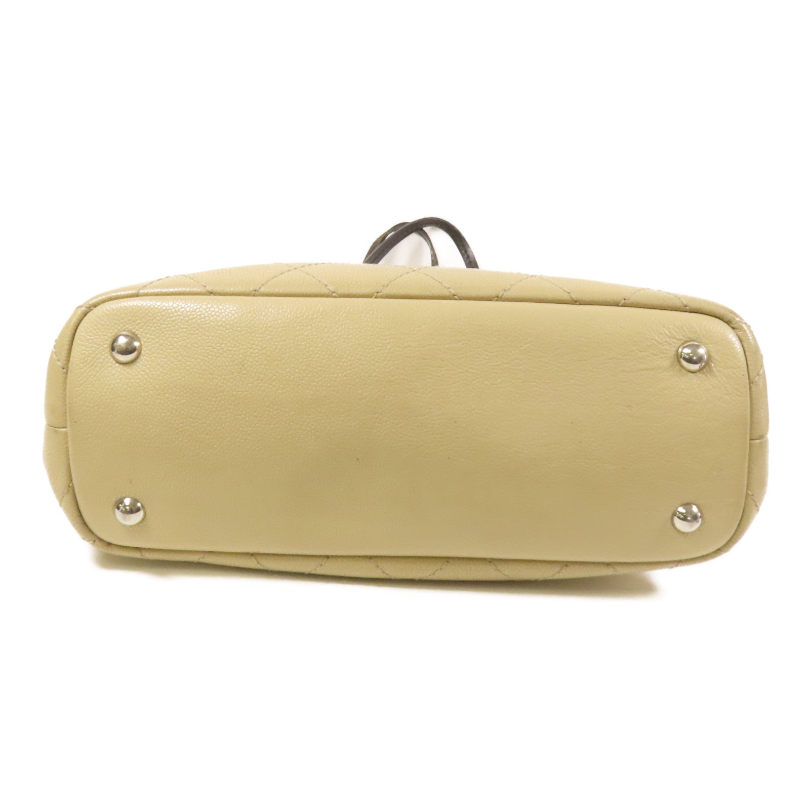 CHANEL 牛皮皮革Tote Bag銀扣肩背袋