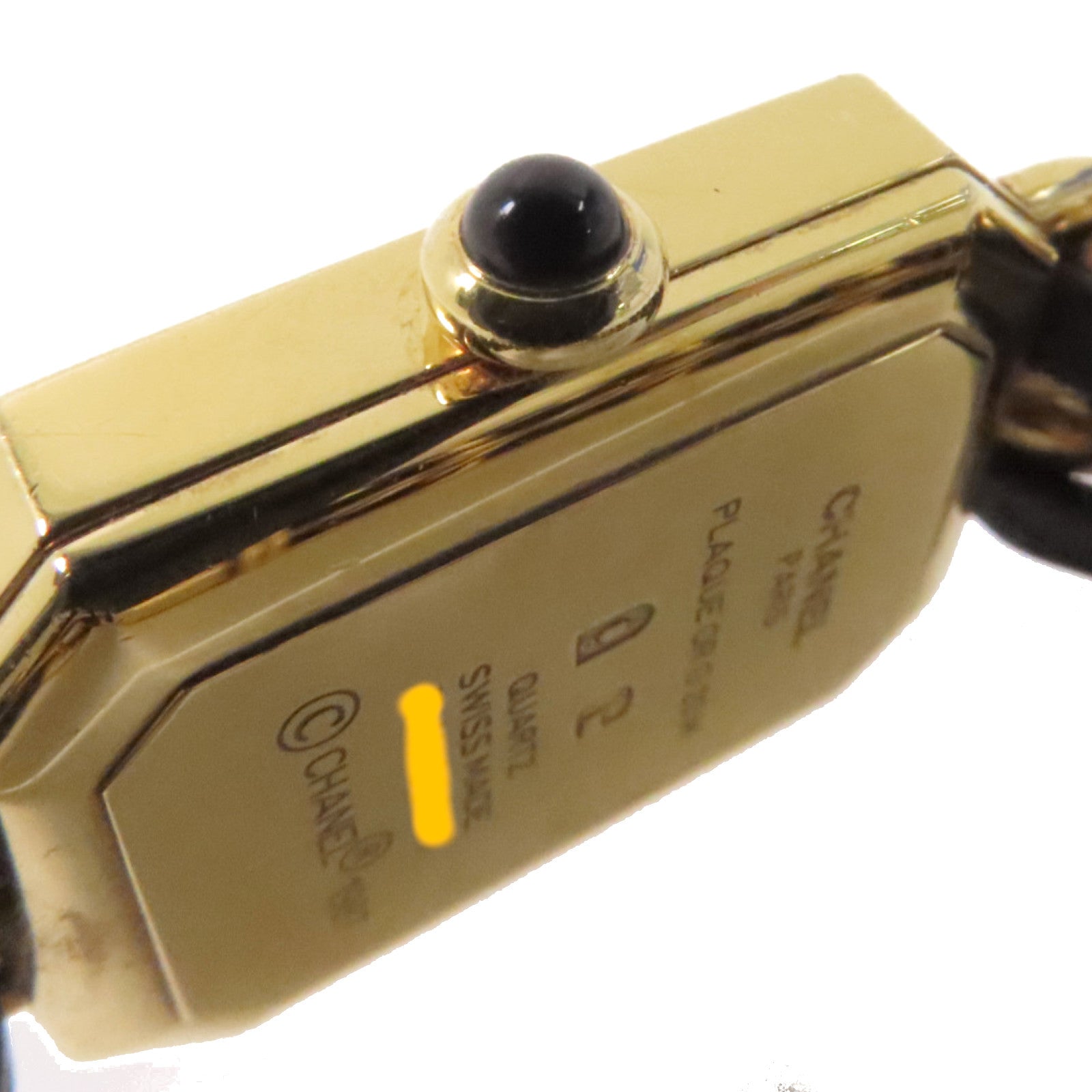 CHANEL Premiere L Watch鍍金/牛皮皮革石英機芯手錶黑色